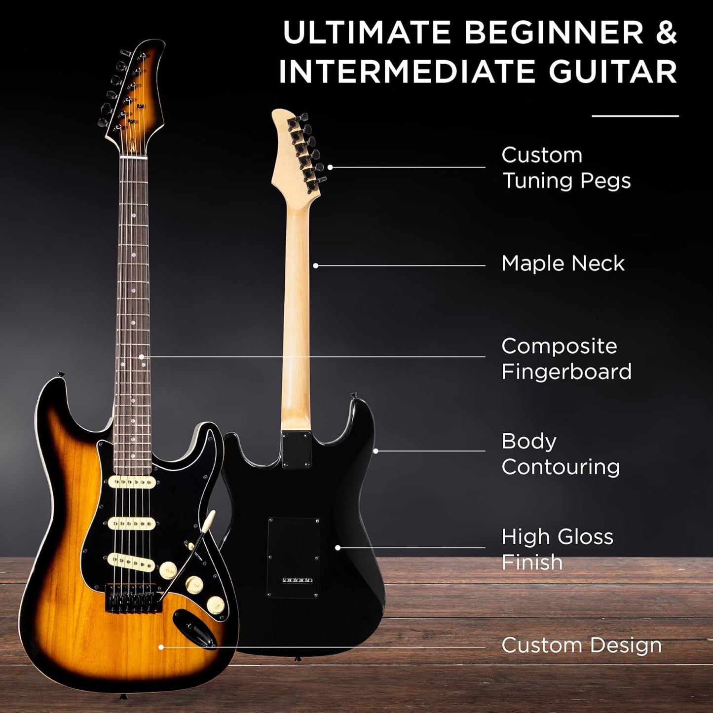 Best Choice Products 39in Full Size Beginner Electric Guitar Starter Kit w/Case, Strap, 10W Amp, Strings, Pick, Tremolo Bar - Sunburst