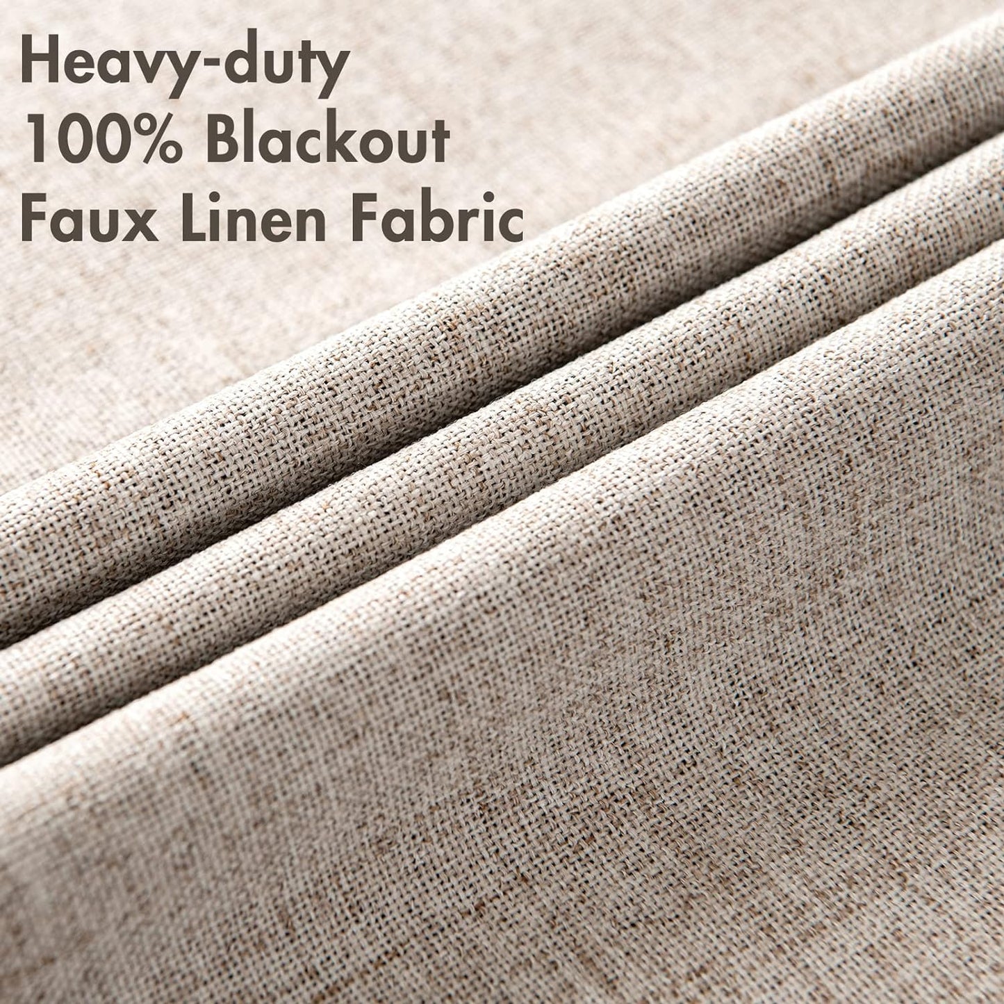 MIULEE Blackout Curtains for Bedroom Linen Texture Solid Thermal Insulated Natural Khaki Grommet Room Darkening Curtains & Drapes Luxury Decor for Living Room Nursery 52x45 Inch (2 Panels)