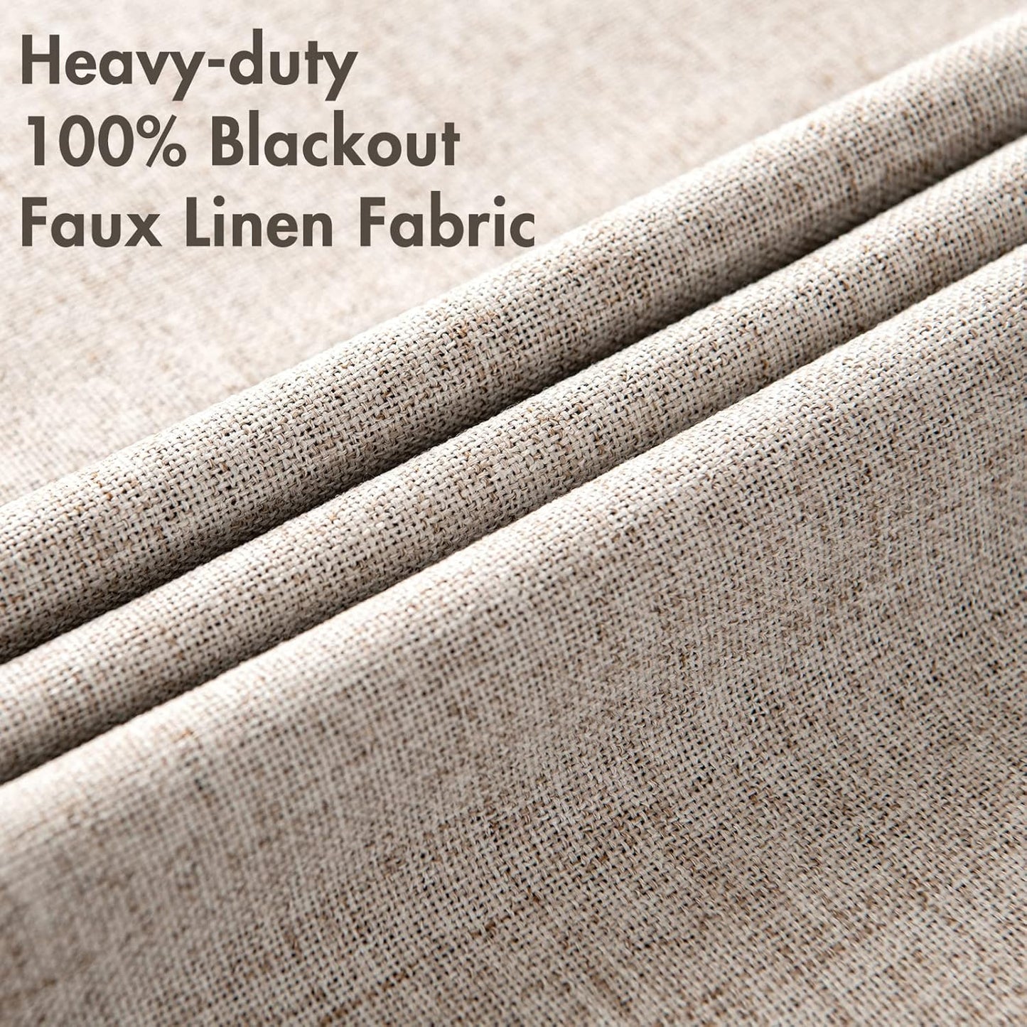 MIULEE Linen Blackout Curtains and Drapes 100% Room Darkening Thermal Insulated Grommet Window Panels with Coating 2 PCs W 42 x L 84 inches Khaki
