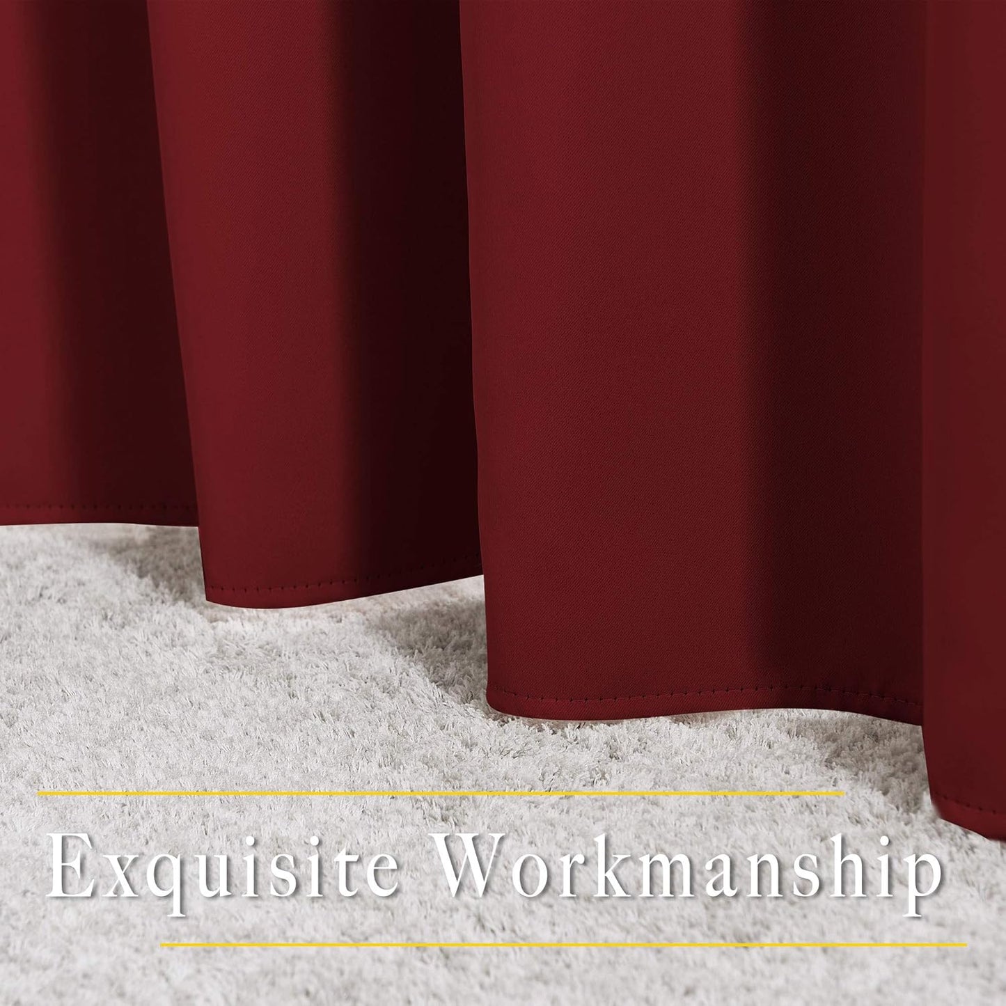 NICETOWN Burgundy Red Curtains 110 inches Long, Grommet Thermal Insulated Blackout Curtains Privacy Window Treatments Sound Reducing for Bedroom/Living Room, W66 x L110, 2 Panels