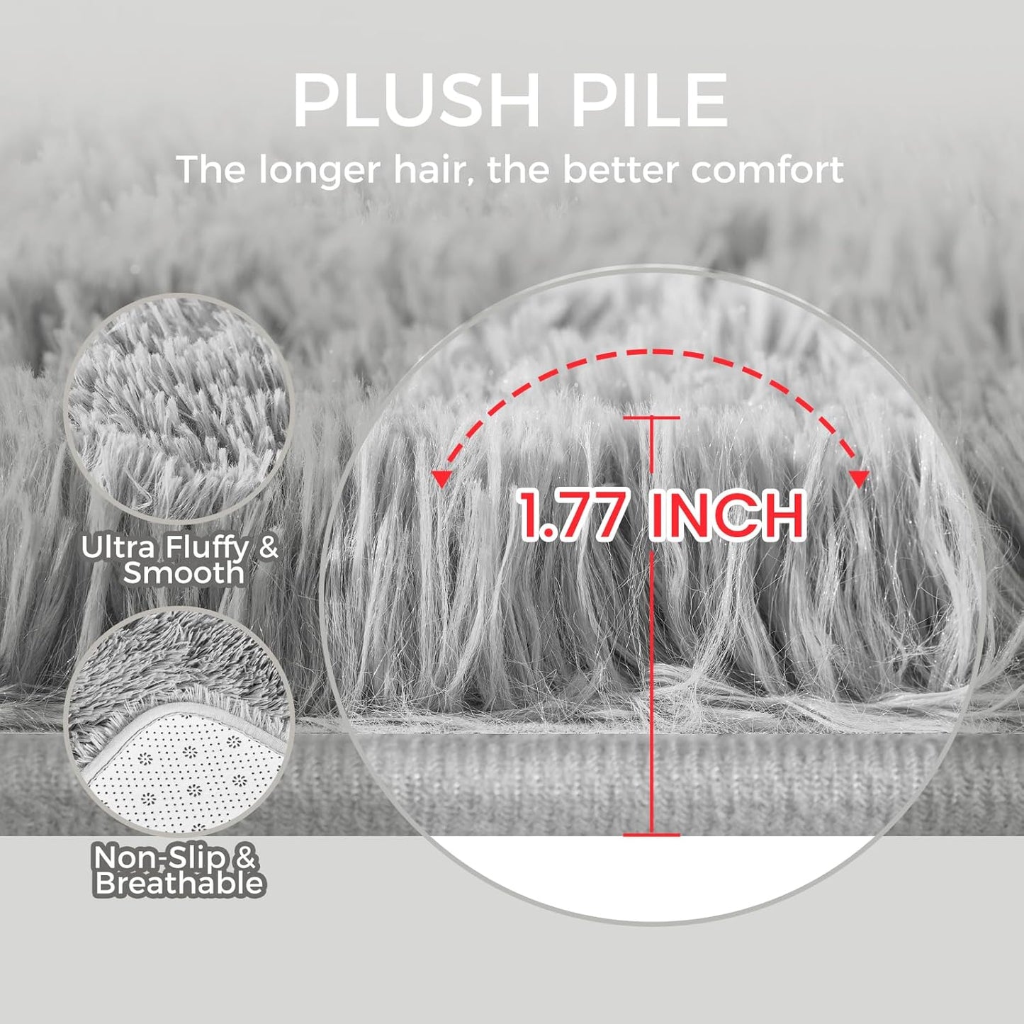Rugs for Living Room 6x9 Light Grey, Large Big Fluffy Shag Fuzzy Plush Soft Carpet for Bedroom, Kids Home Decor Aesthetic, Nursery, Modern Shaggy Area Rug for Classroom Office, Anti-Skid