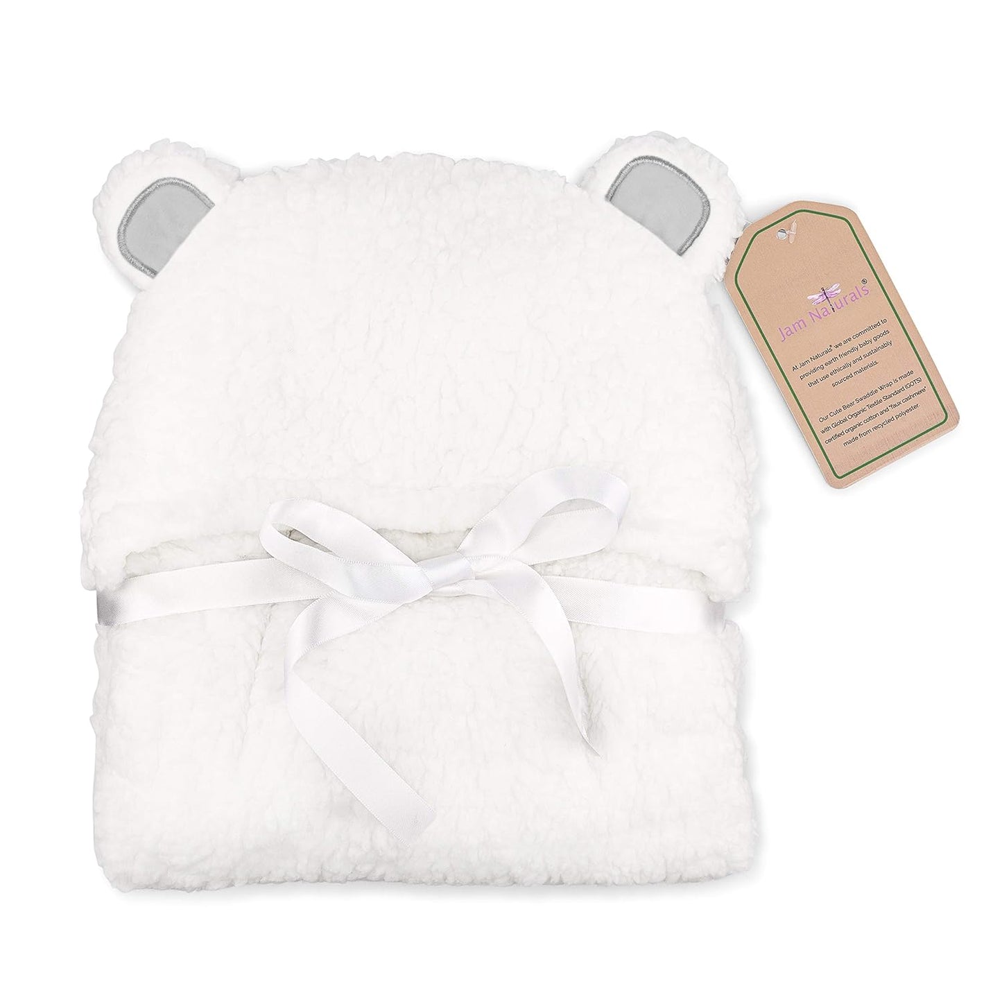 Jam Naturals-Cute Bear Organic Newborn Swaddle Wrap-Gender Neutral Soft Plush Receiving Blanket, Newborn Baby Registry Gift(Grey 3-6m)