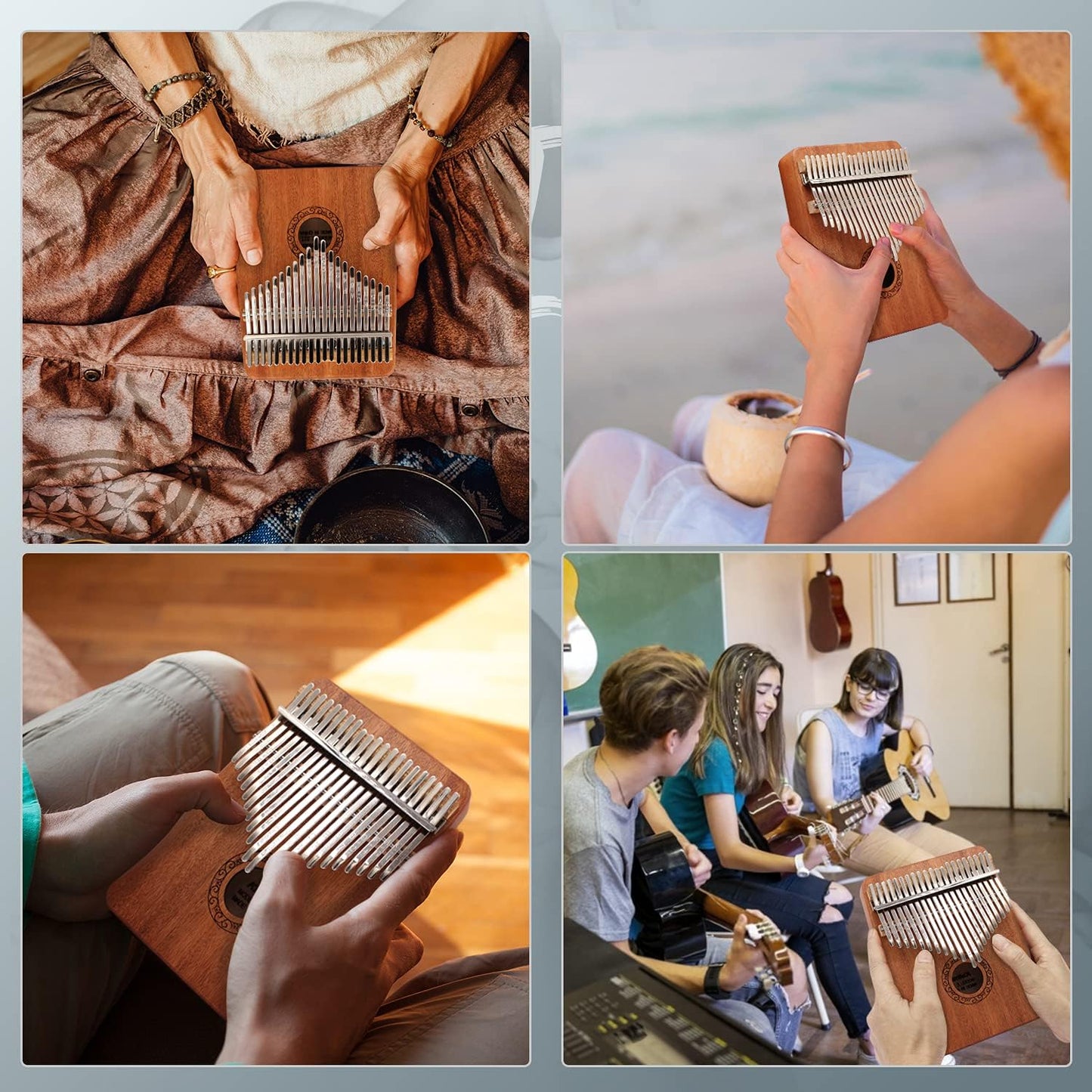Kalimba Thumb Piano,YUNDIE Portable 21 Keys Mbira Finger Piano with Tune Hammer and Study Instruction,Musical Instruments Gift for Kid Adult Beginners Professional(Brown)