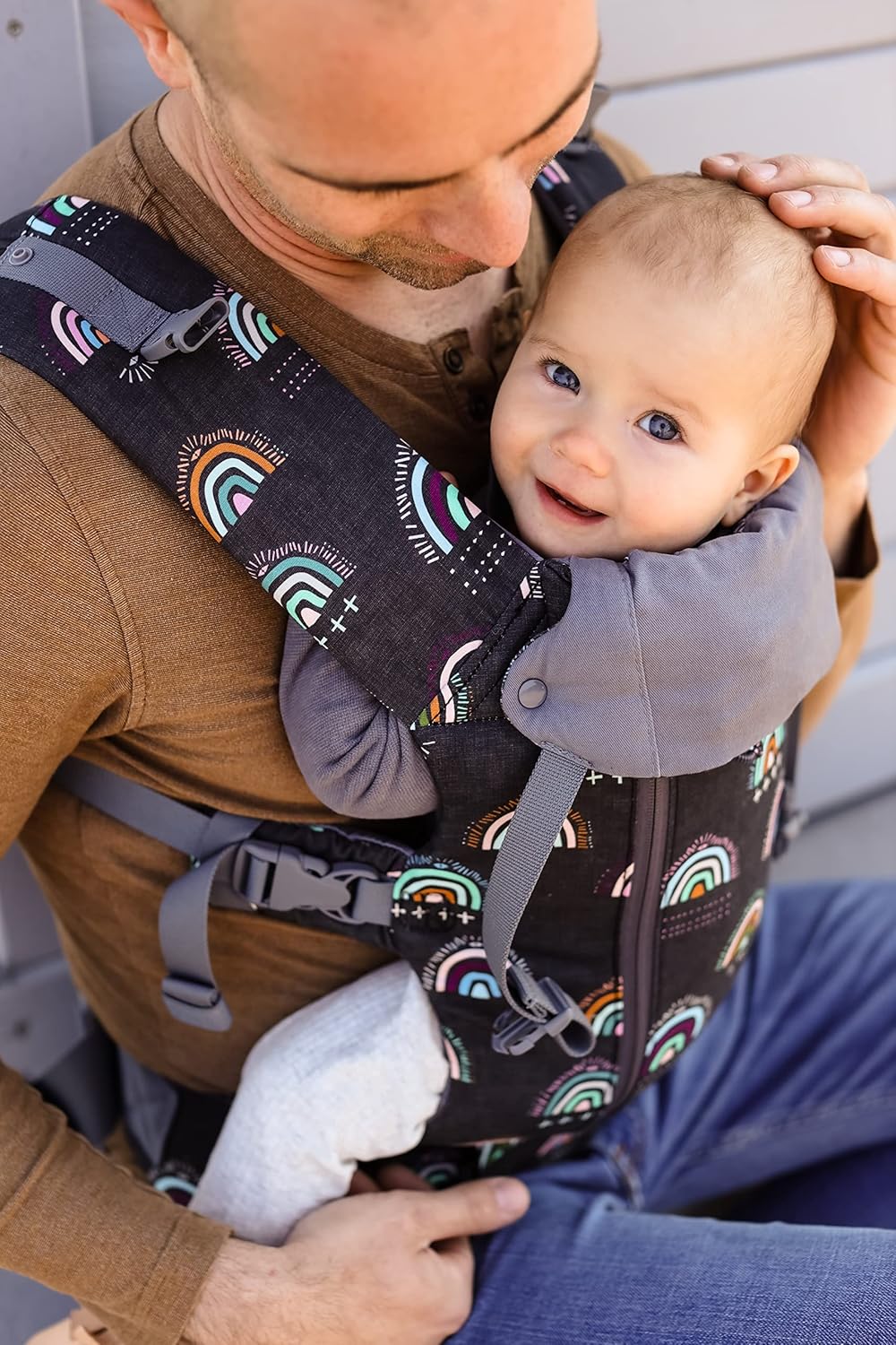 Beco Baby Carrier 8 Hybrid Newborn to Toddler Carrier (7-45lbs) - All in 1 Mesh Backpack, Front and Hip Carrier with Adjustable Seat - Cooling Ergonomic Carrier (Boho Rainbow)
