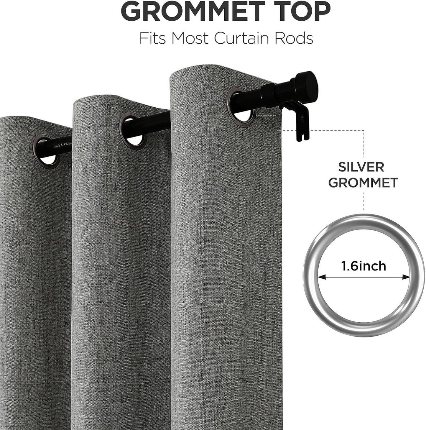 Joydeco Blackout Curtains 120 Inches Long 2 Panels Burg, Room Darkening Curtains for Bedroom, 100% Black Out Textured Thermal Drapes Privacy Protection 2 Panels Set(W52 x L120 Inch, Grey)