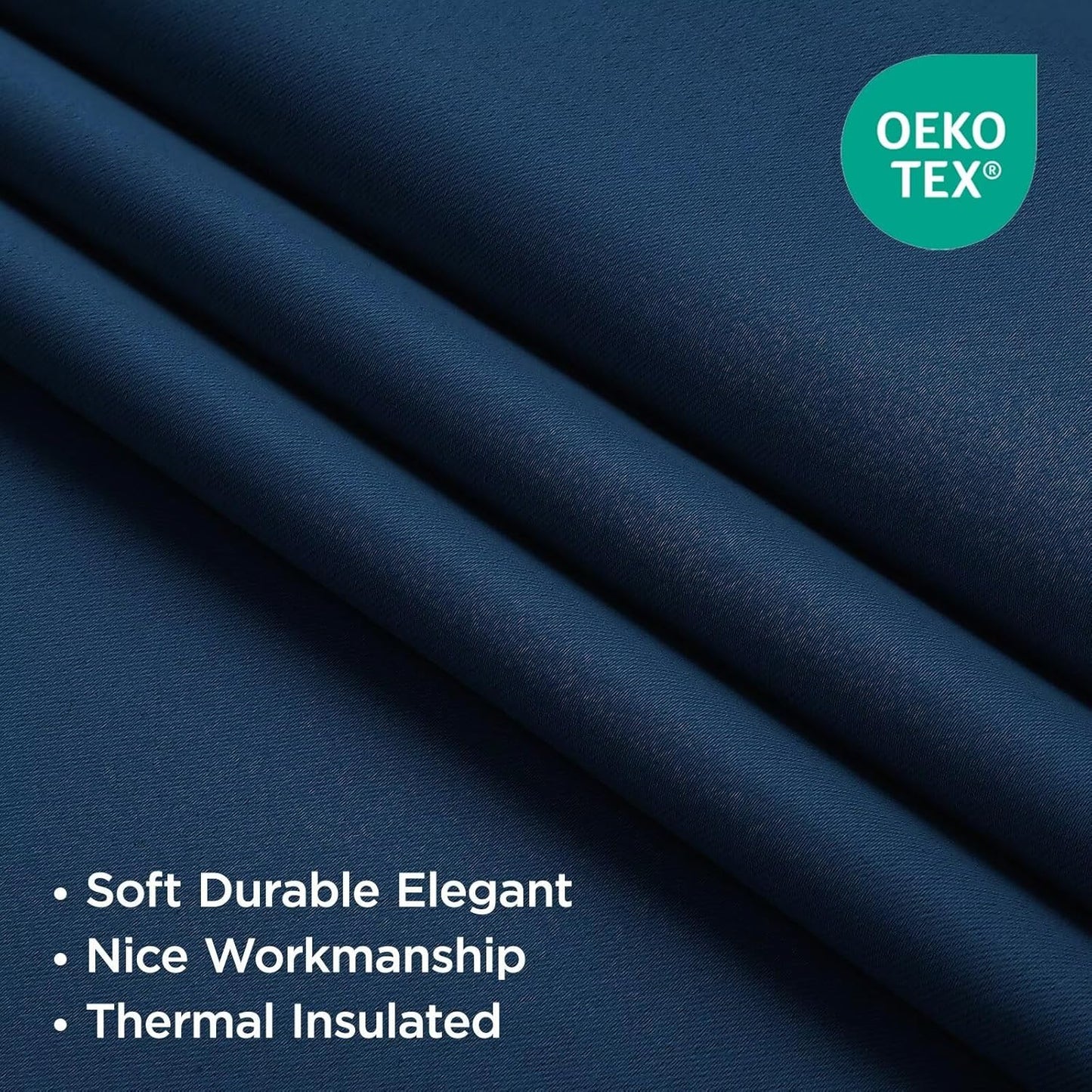 Joydeco Blackout Curtains 84 Inch Length 2 Panels Set, Thermal Insulated Black Out Curtains for Bedroom, Room Darkening Drapes for Living Room Window (W52 x L84 Inch, Navy Blue)