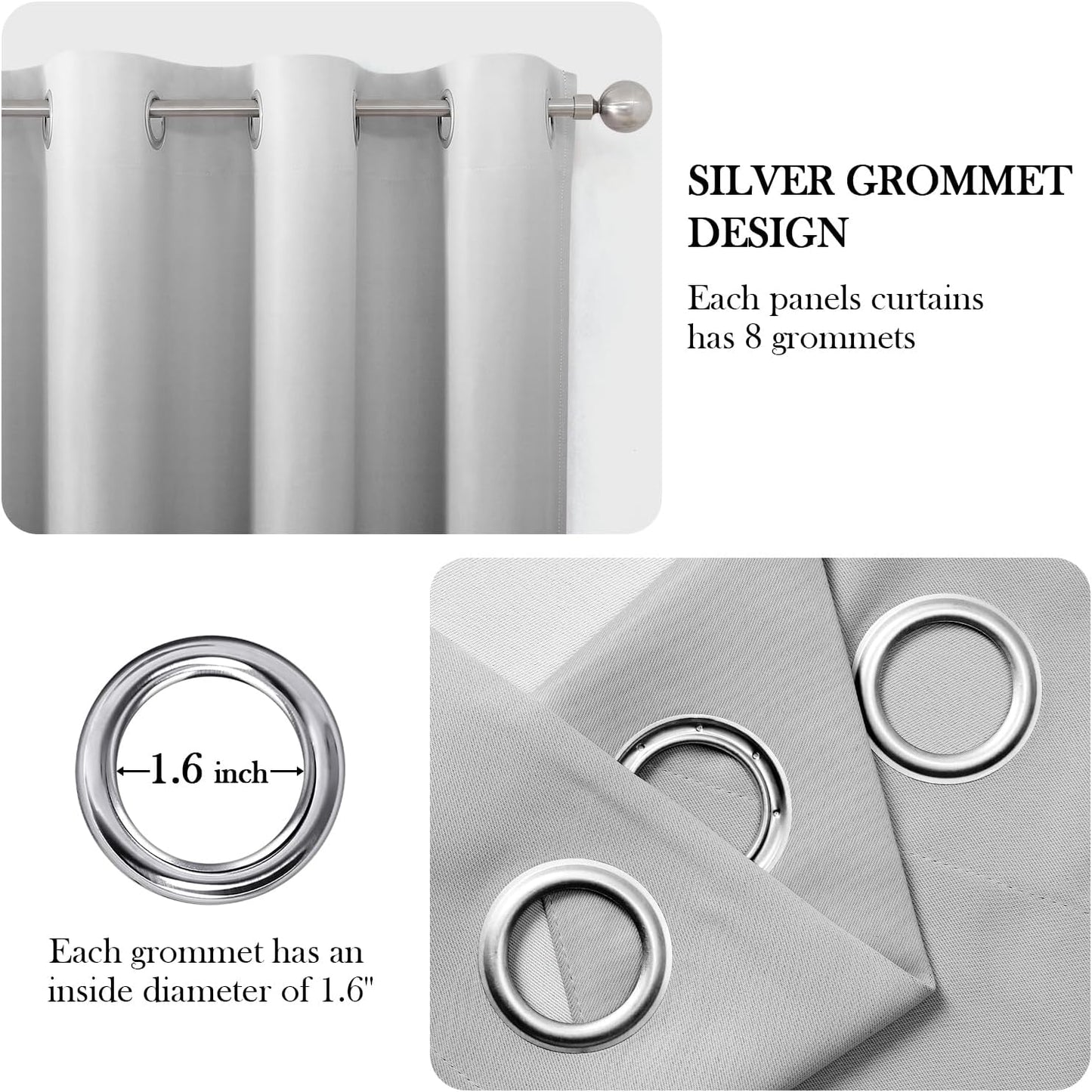 HOMEIDEAS Grey Gray Ombre Blackout Curtains 52 X 96 Inch Length Gradient Room Darkening Thermal Insulated Energy Saving Grommet 2 Panels Window Drapes for Living Room, Bedroom