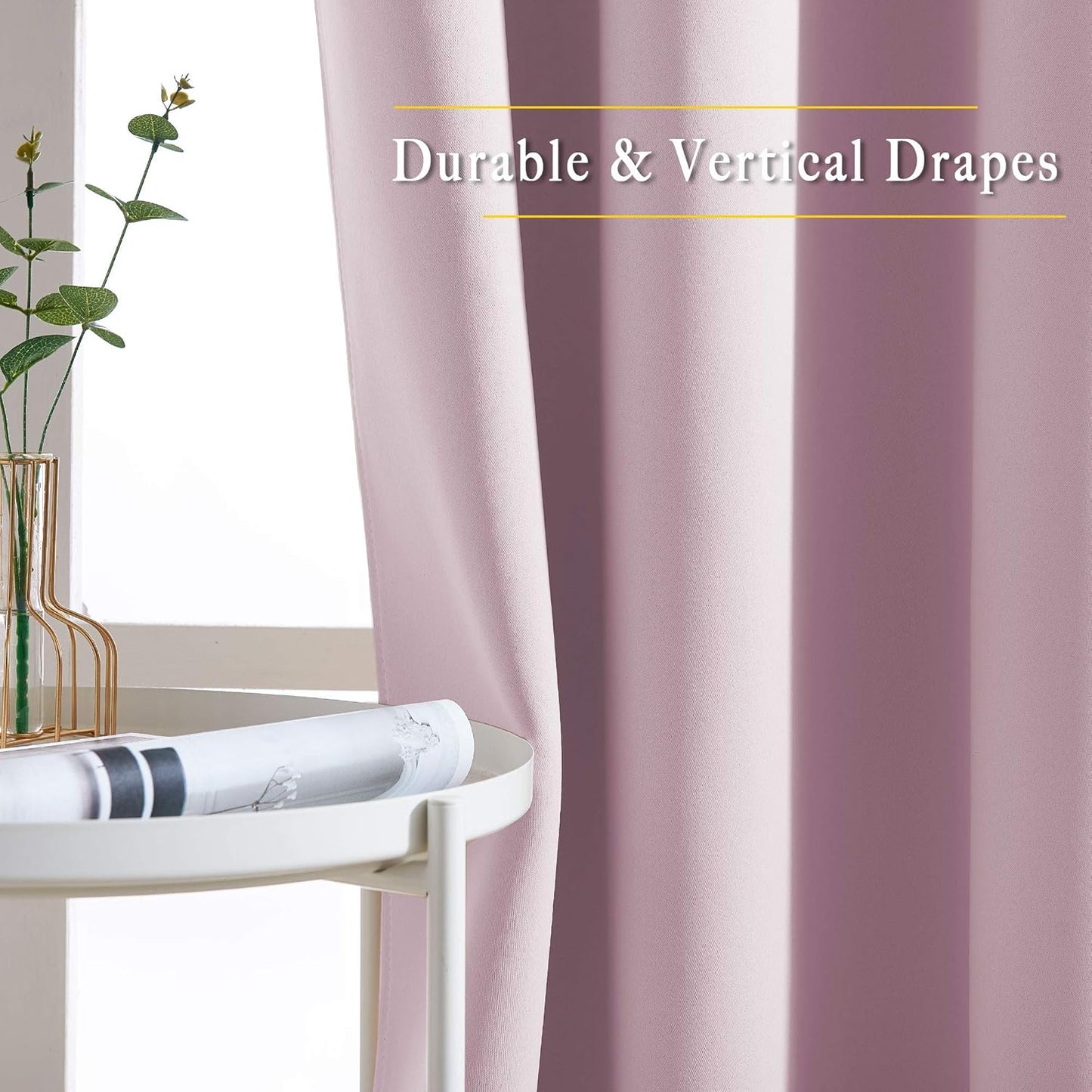 NICETOWN Room Darkening Draperies Curtain Panels - Window Treatment Thermal Insulated Solid Grommet Room Darkening Curtains/Panels/Drapes for Bedroom (Baby Pink, Set of 2, 80 by 95 Inch)