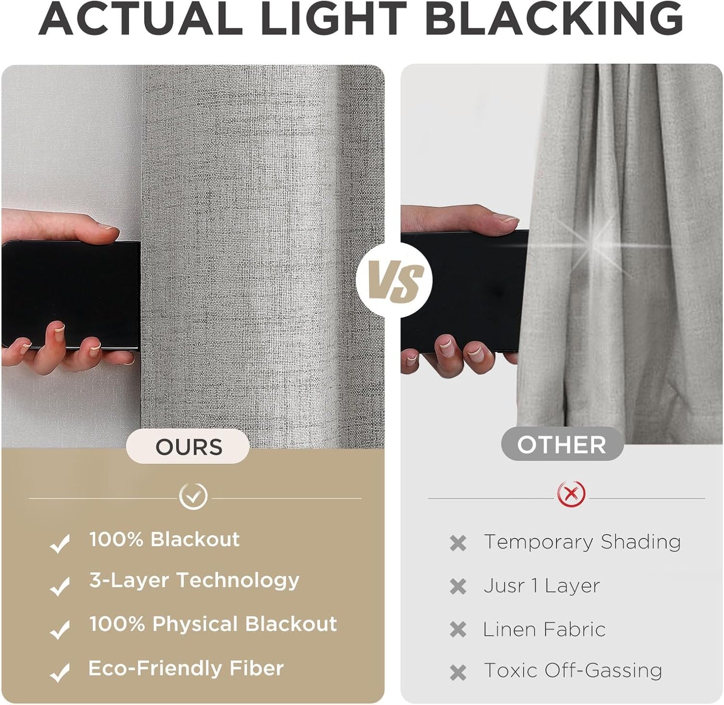 Joydeco Blackout Curtains 108 Inches Long 2 Panels Burg, Room Darkening Curtains for Bedroom, 100% Black Out Textured Thermal Drapes Privacy Protection 2 Panels Set(W52 x L108 Inch, Greyish White)