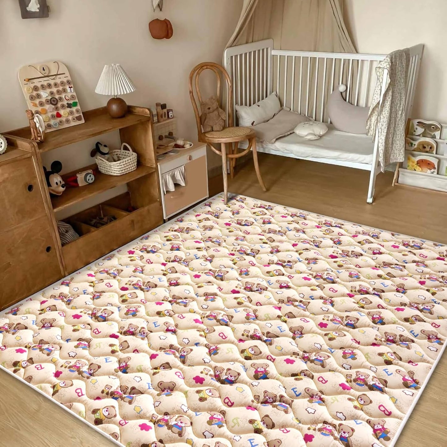 Vibe bear Baby Play Mat 6ft X 4ft, Thicker Foam One-Piece Crawling Mat, Extra Large Anti- Slip Crawling Mat Activity Playmats for Babies,Toddlers, Infants, Play & Tummy Time, IY-20