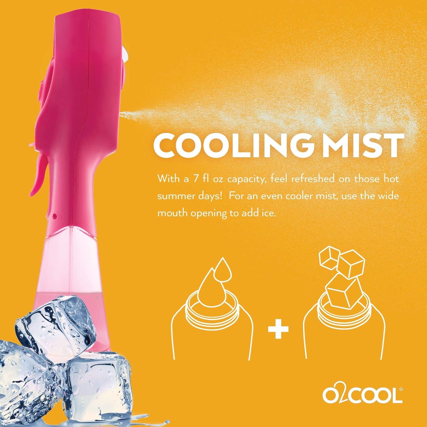 O2COOL 2 Pack Elite Battery Powered Handheld Water Misting Fans (Raspberry)