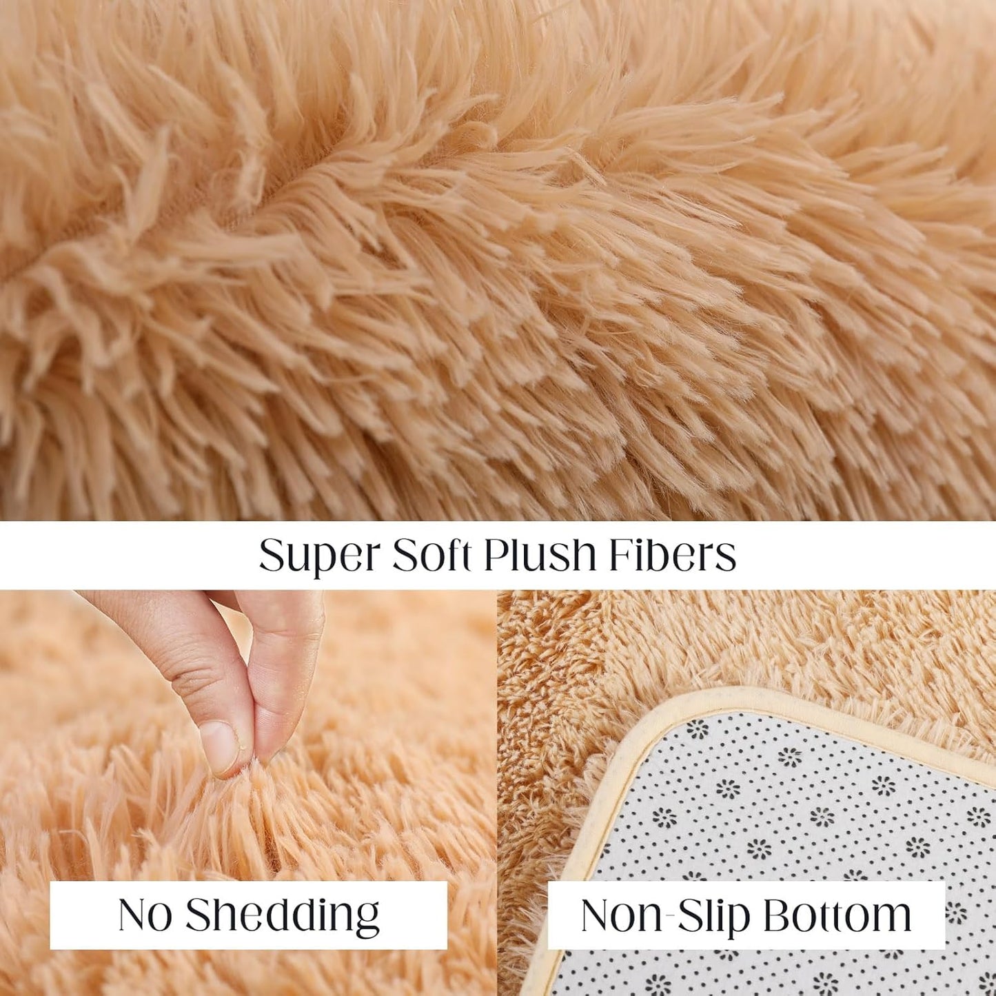 Luxury Area Rug, 6x9 Rugs for Living Room, Ultra Soft Rugs for Bedroom, Non-Slip Indoor Carpet for Nursery, Kids Room, Playroom, Home Decor, Camel