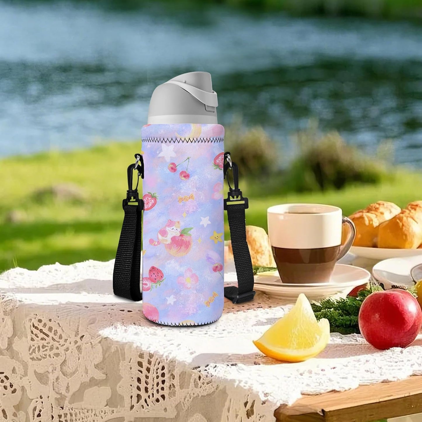 AUPET Water Bottle Sling Bag Carrier Crossbody Sleeve,Insulated Neoprene Bottle Case Holder Pouch Cover 500ML/17oz with Shoulder Strap for Walking Women Men