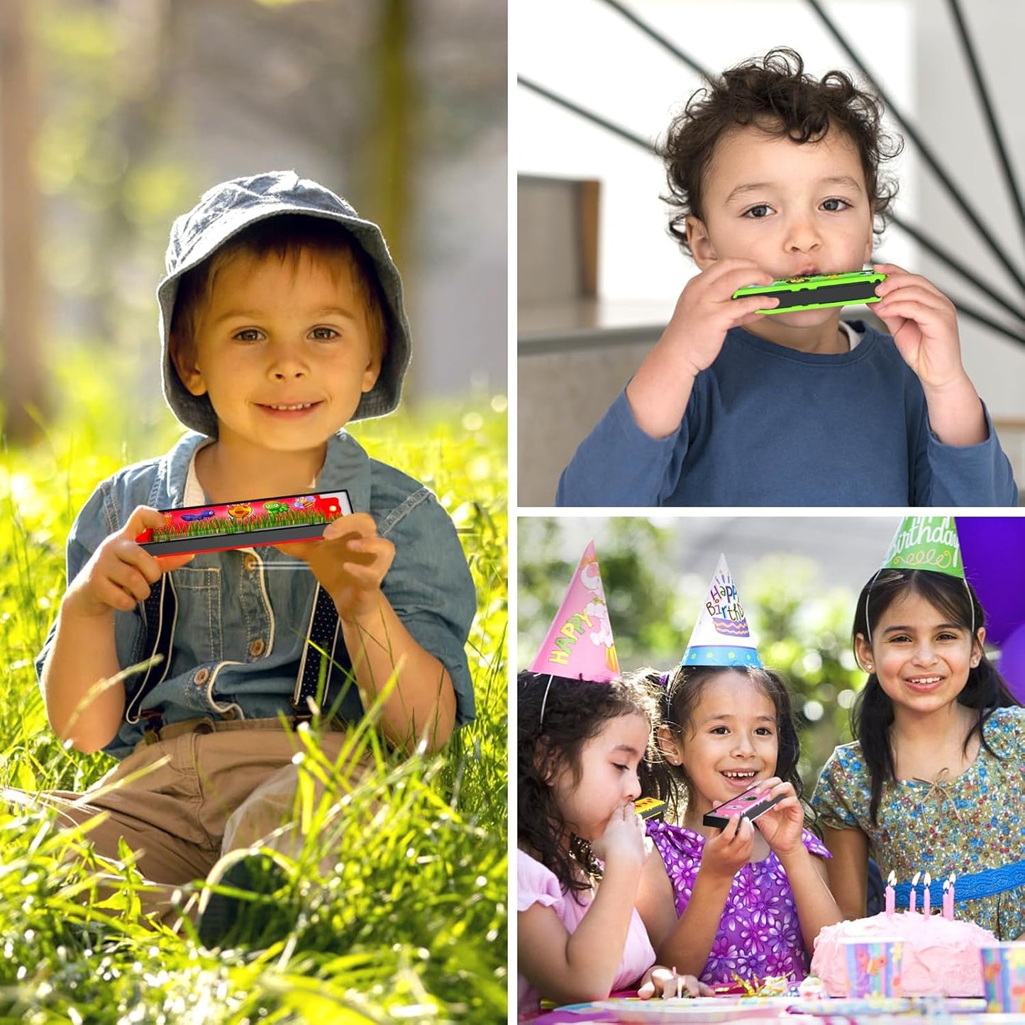 5 Pcs Harmonica for Kids Birthday Party Favor Musical Instrument, Return Gift Cartoon Double Row Harmonica Bulk Toy for Kids Party Favors Goodie Bags Stuffers & Operation Christmas Child Items