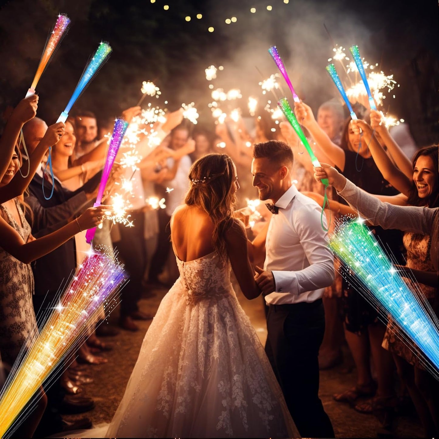 100 PCS Glow Fiber Wands Sticks,LED Light Wands,Glow in The Dark Party Supplies,Fiber Optic Wands,LED Flashing Sticks,Fiber Optic Light Wand Stick for Party,Wedding,New Year Party Favors