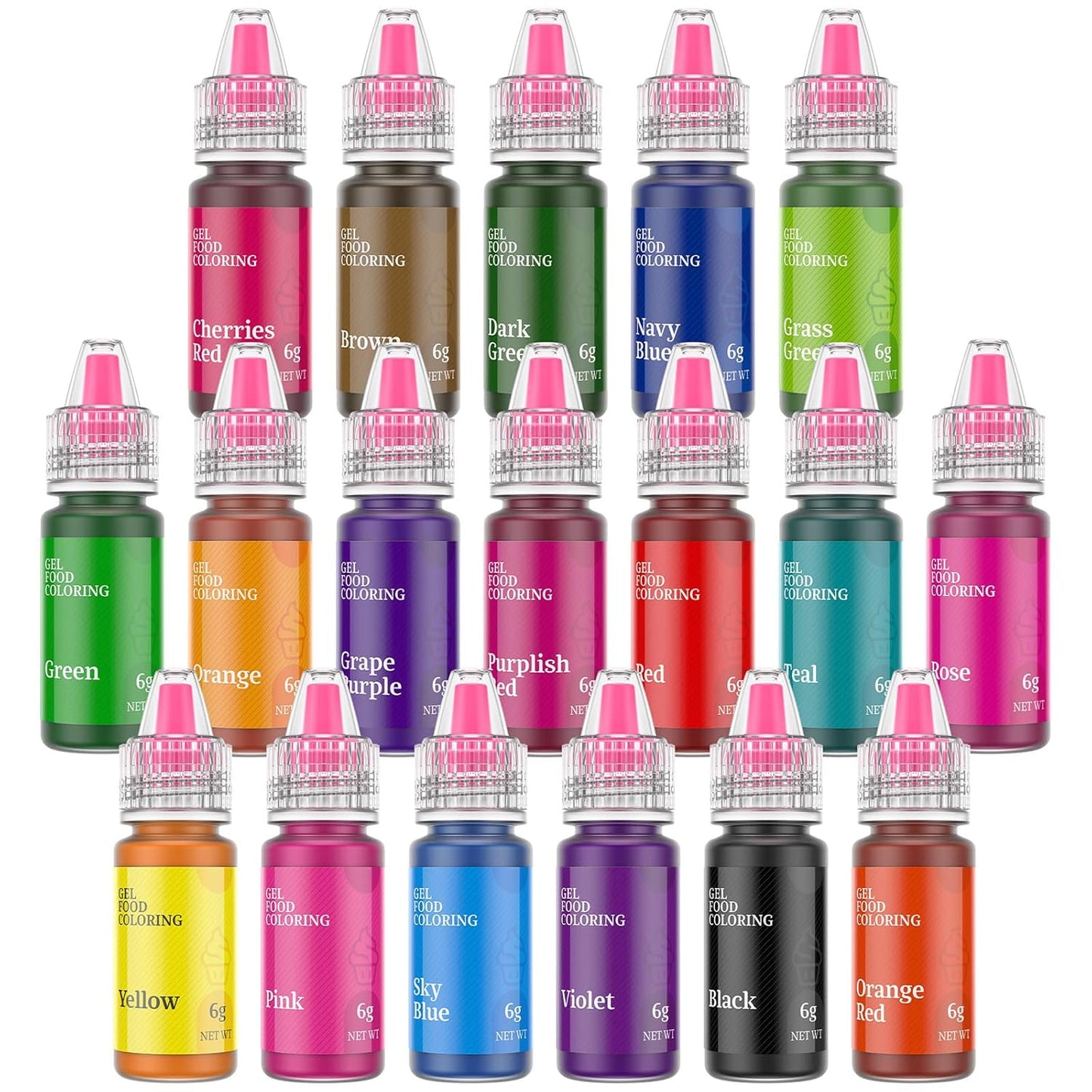Gel Food Coloring,18 Baking Coloring Gel Set for Cake,Cookie Easter Egg Decorating,Cherrysea Edible Vibrant Food Dye for Baking Icing,Fondant,Macaron,Frosting,Gluten Free,Vegan Tasteless - 6g/Bottle