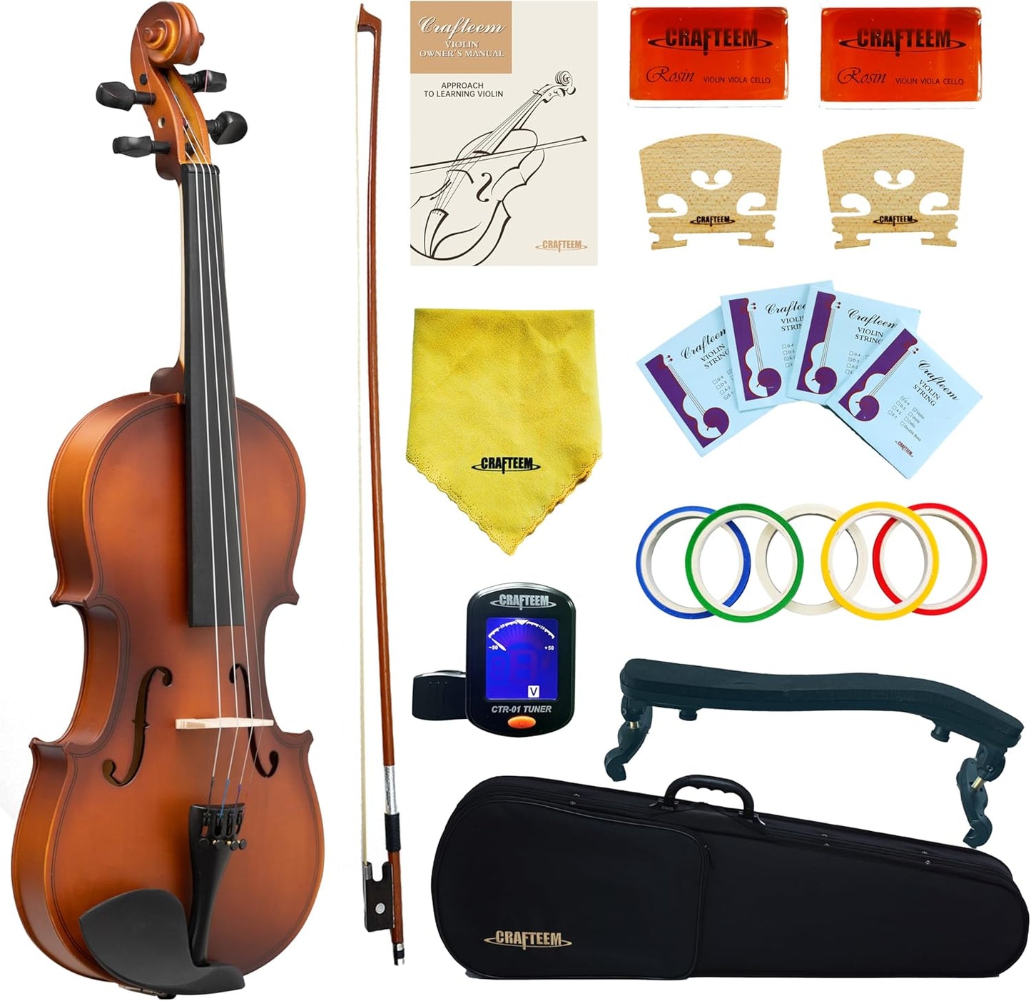 Handcrafted Premium Violin Outfit for Kids Beginner, Student, and Adults -Perfect Your Sound and Unlock Your Musical Potential with Confidence.(Matte Antique, 4/4 Full)