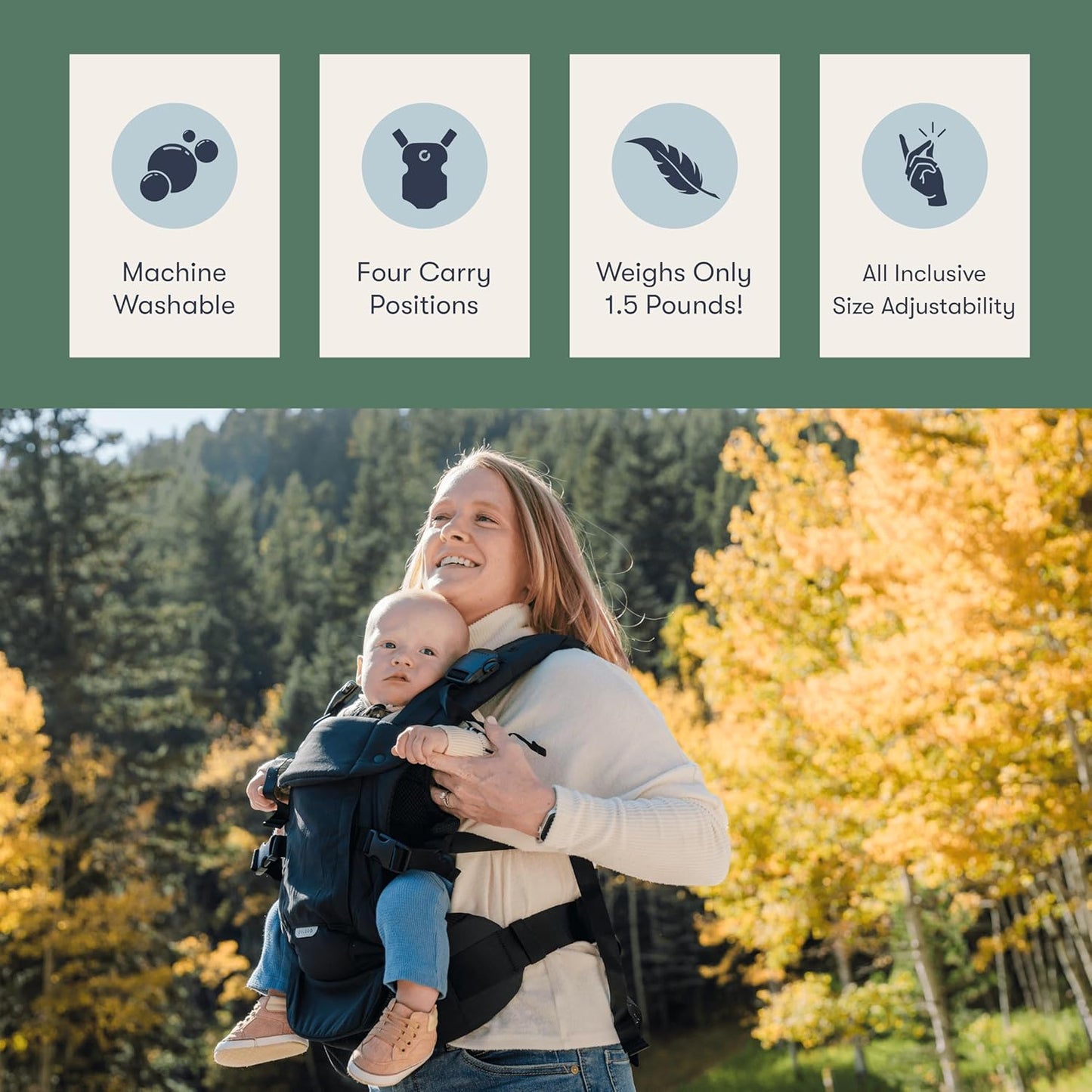 Colugo Baby Carrier - Baby Carrier Newborn to Toddler, Toddler Carrier, Adjustable, Lightweight, Breathable Carrier for Newborn to 33 Pounds (Cool Grey)