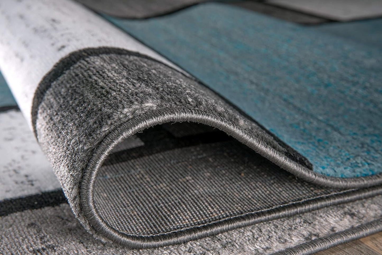 Rugshop Contemporary Modern Boxes for Home Office,Living Room,Bedroom,Kitchen Non Shedding Area Rug 2' x 3' Blue/Gray
