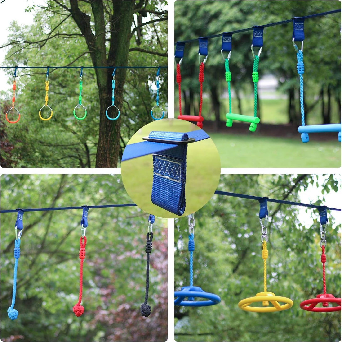 Rainbow Craft Ninja Slackline Buckle Straps - 8pc Removable Hanging Loops for Ninja Obstacle Course Training, Attaching Ninja Obstacle Accessories - Durable Buckle Straps - Blue Color