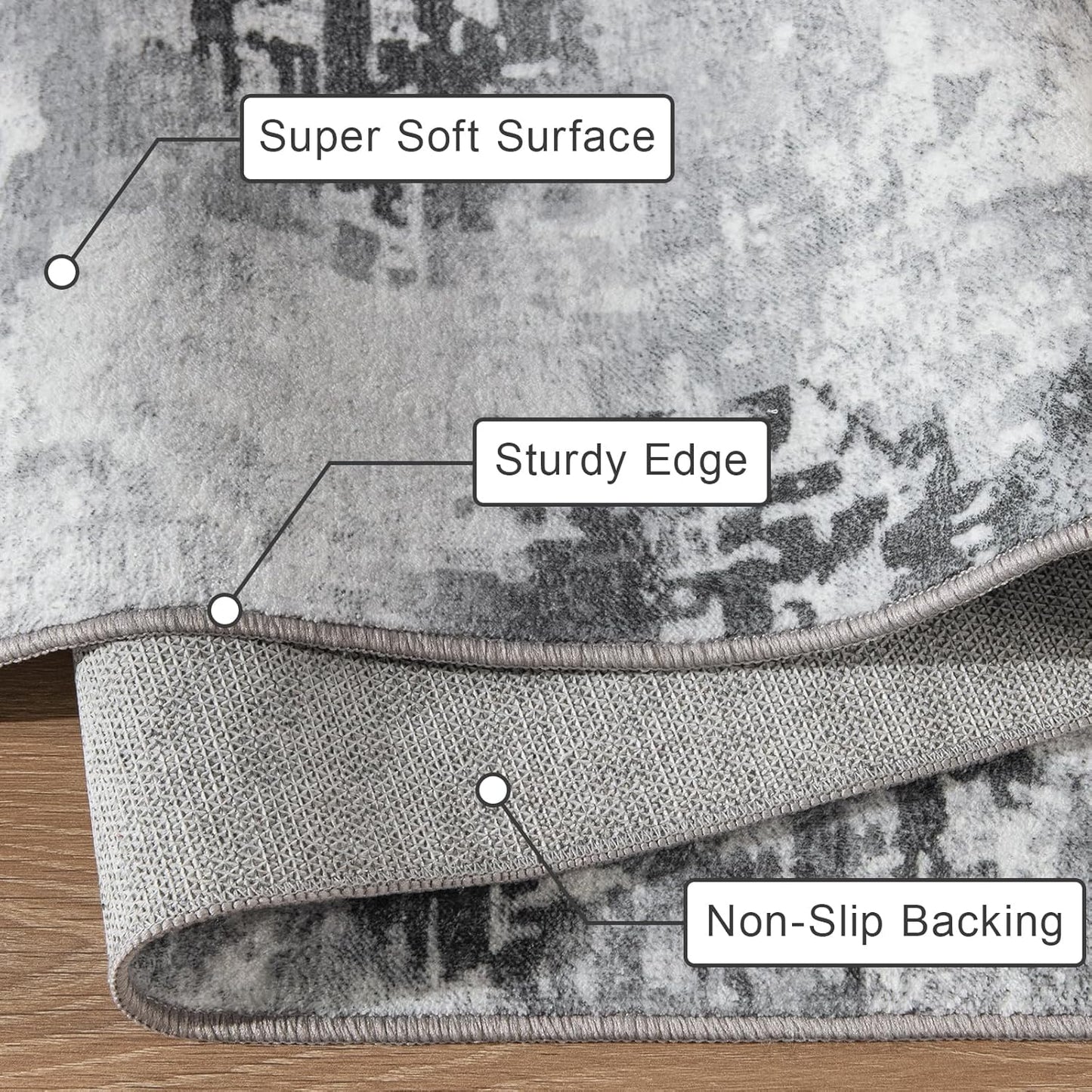 Kelarea Living Room Rug 5x7 Grey Rug Machine Washable Large Area Rugs, Non Slip Abstract Vintage Indoor Carpet for Bedroom, Nursery, Classroom, Dining Room, Home Office
