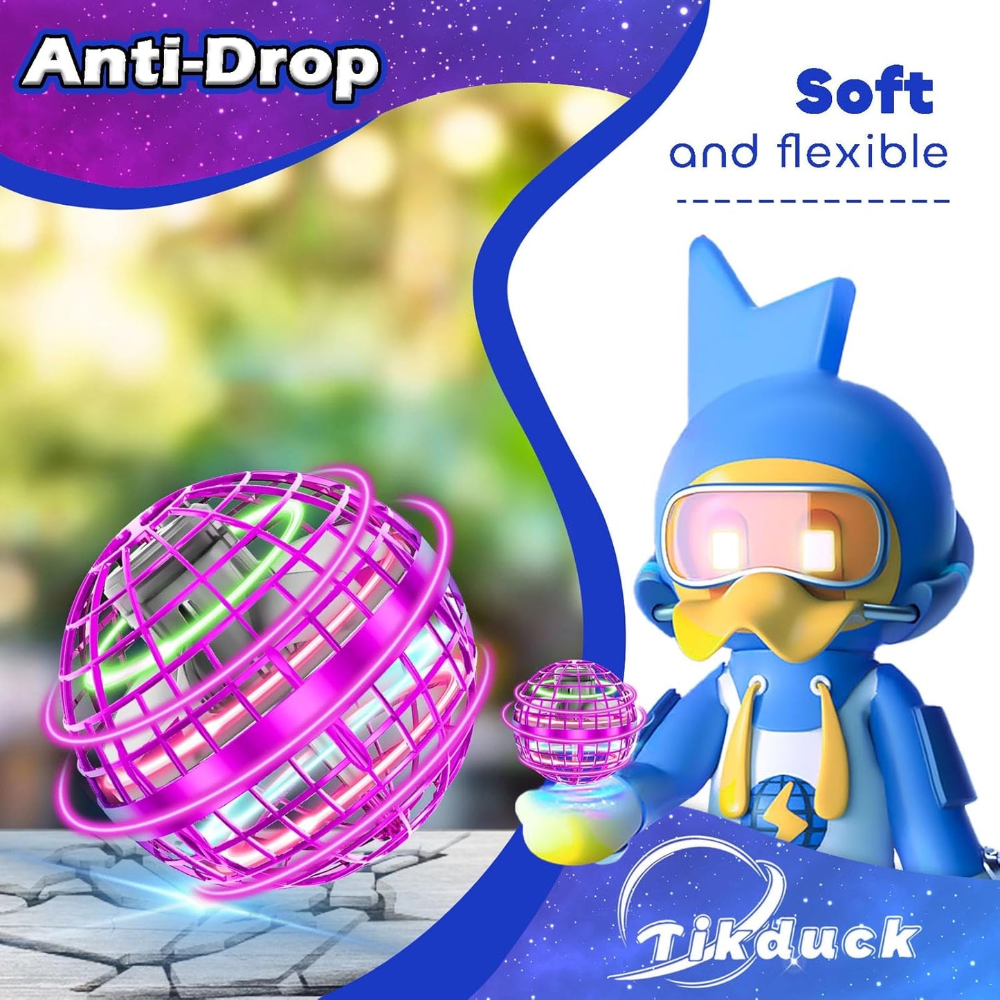 Tikduck Flying Orb Ball 2024 Toys Soaring Hover Boomerang Spinner Hand Controlled Mini Drone Cosmic Globe Spinning Kids Outdoor Fly Toy Birthday Gift Cool Stuff for Boys Girls 6 7 8 9 10+ Year Old