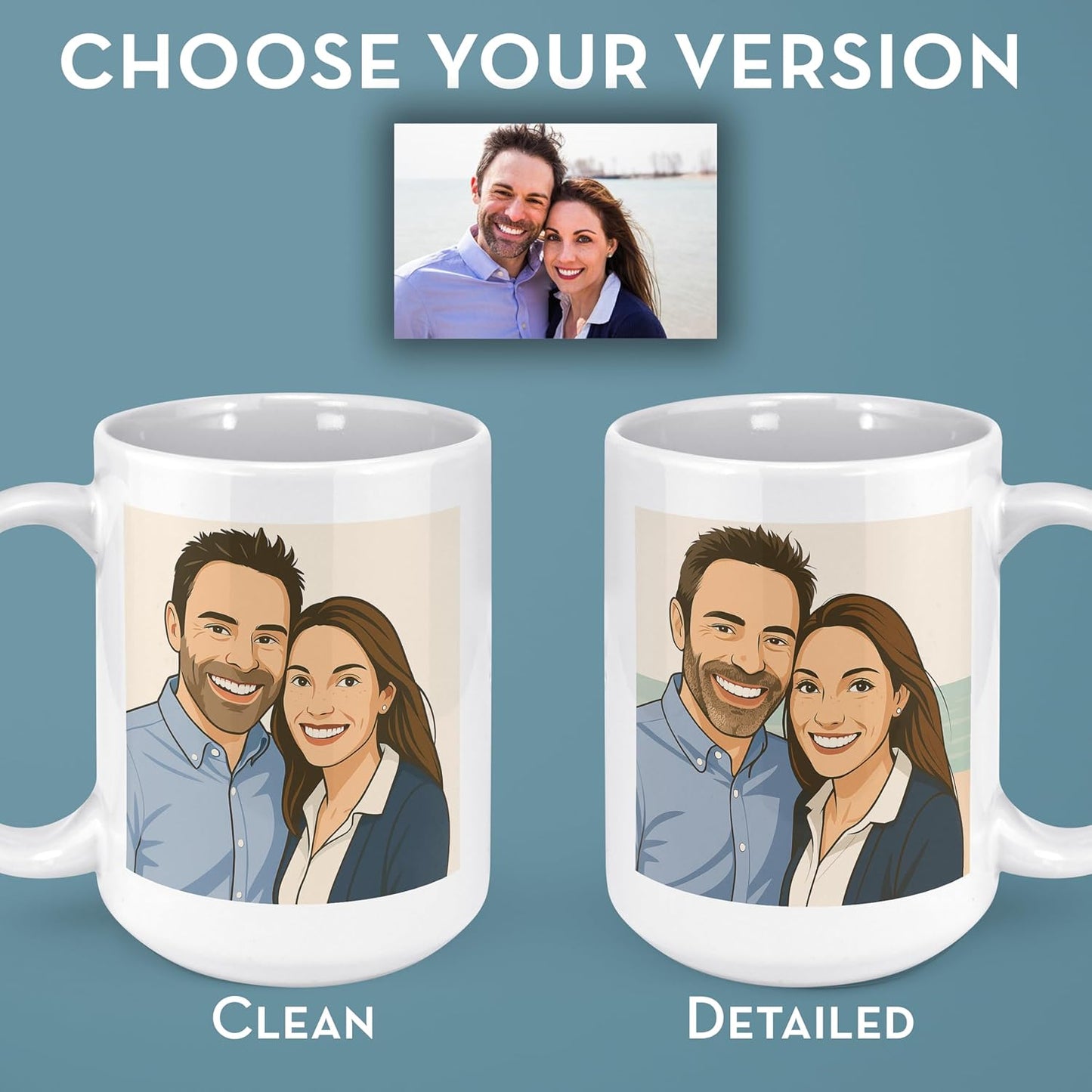 Personalized Coffee Mug, Custom Drawing Portrait Gift, Funny Customized Coffee Gift for Men & Women, Custom Mugs with Pictures, Red 15oz Customized Ceramic Tea Cup
