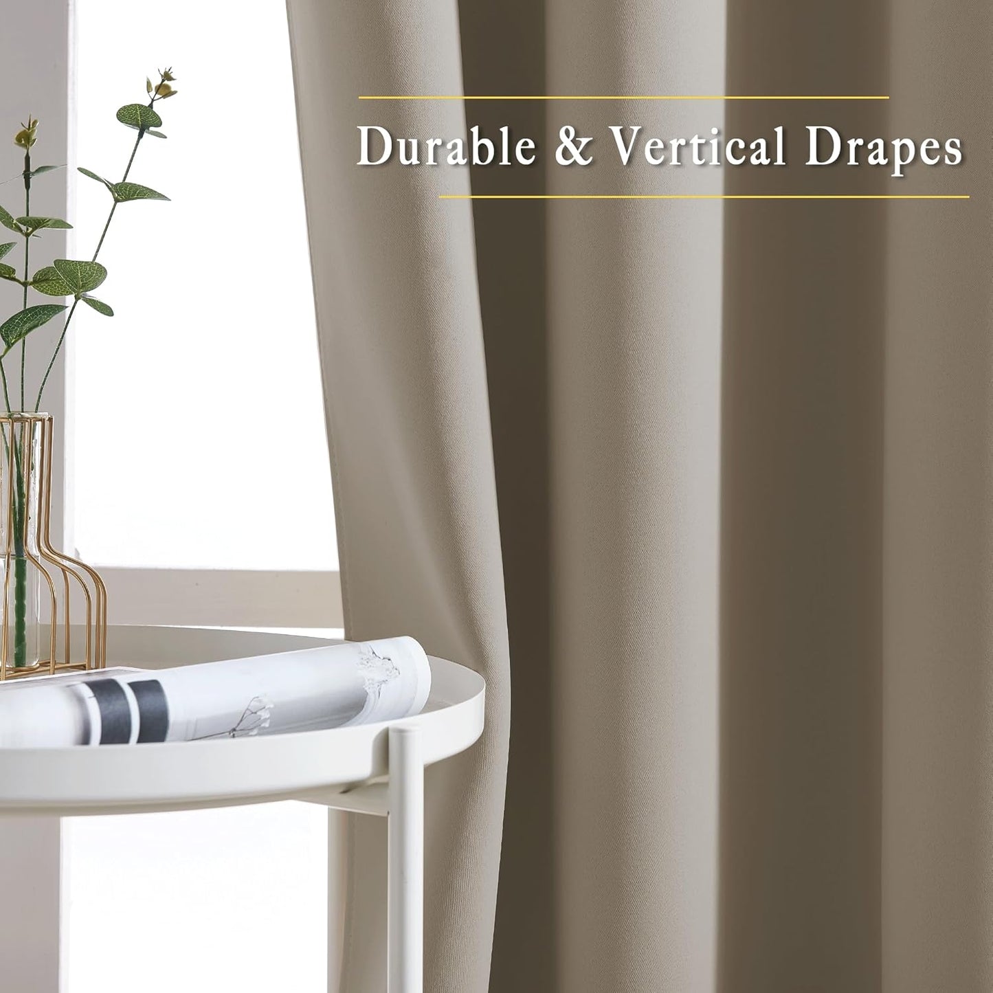 NICETOWN Bedroom Curtains Blackout Draperies - Noise Reducing Thermal Insulated Window Decorative Blackout Draperies/Drapes for Kid's Room (1 Pair, 52 x 95 inches in Taupe)