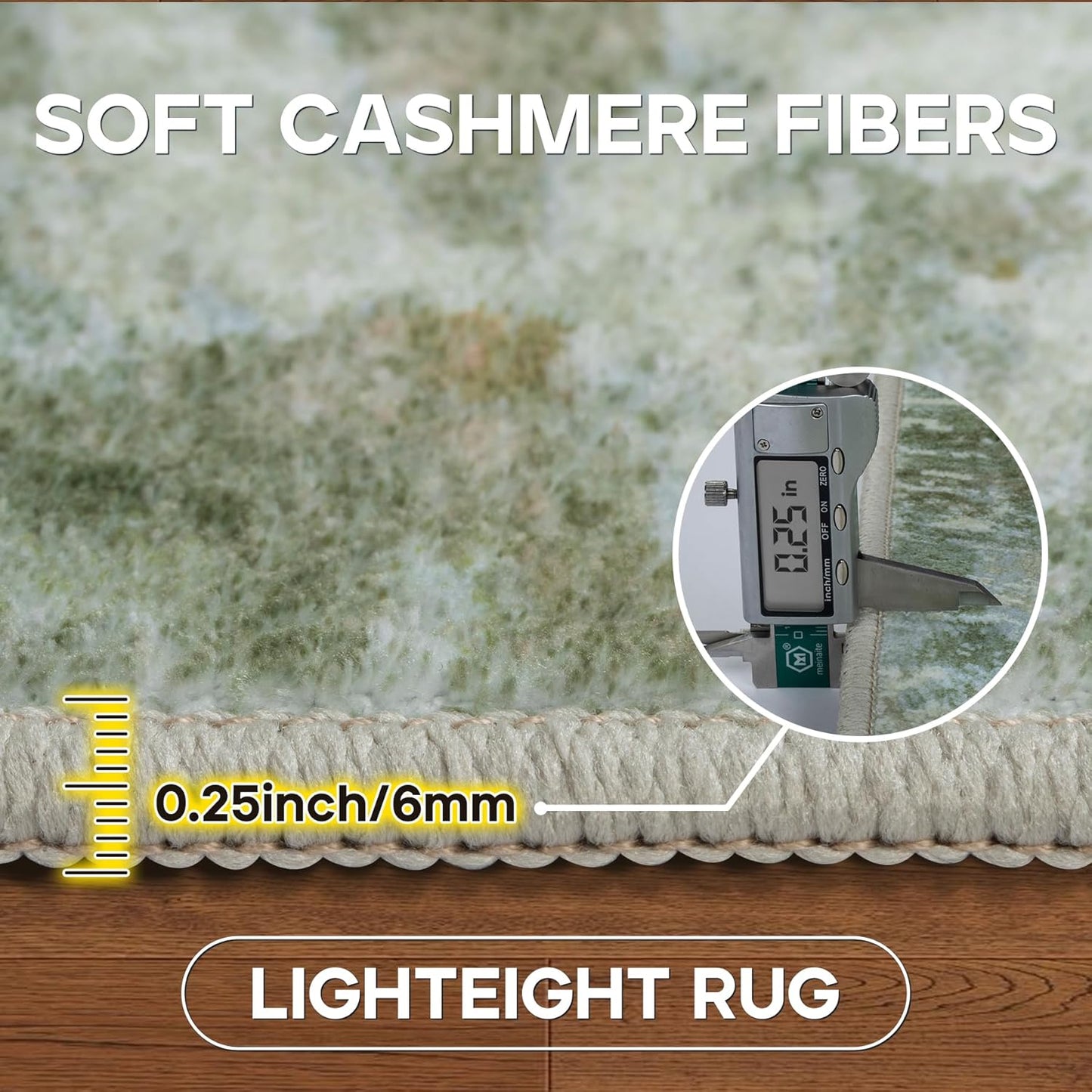 4x6 Area Rugs for Living Room Rug Washable: Modern Large Rug for Dining Room Bedroom Carpet Non Slip Low Pile 4 by 6 Indoor Abstract Nursery Home Office Green