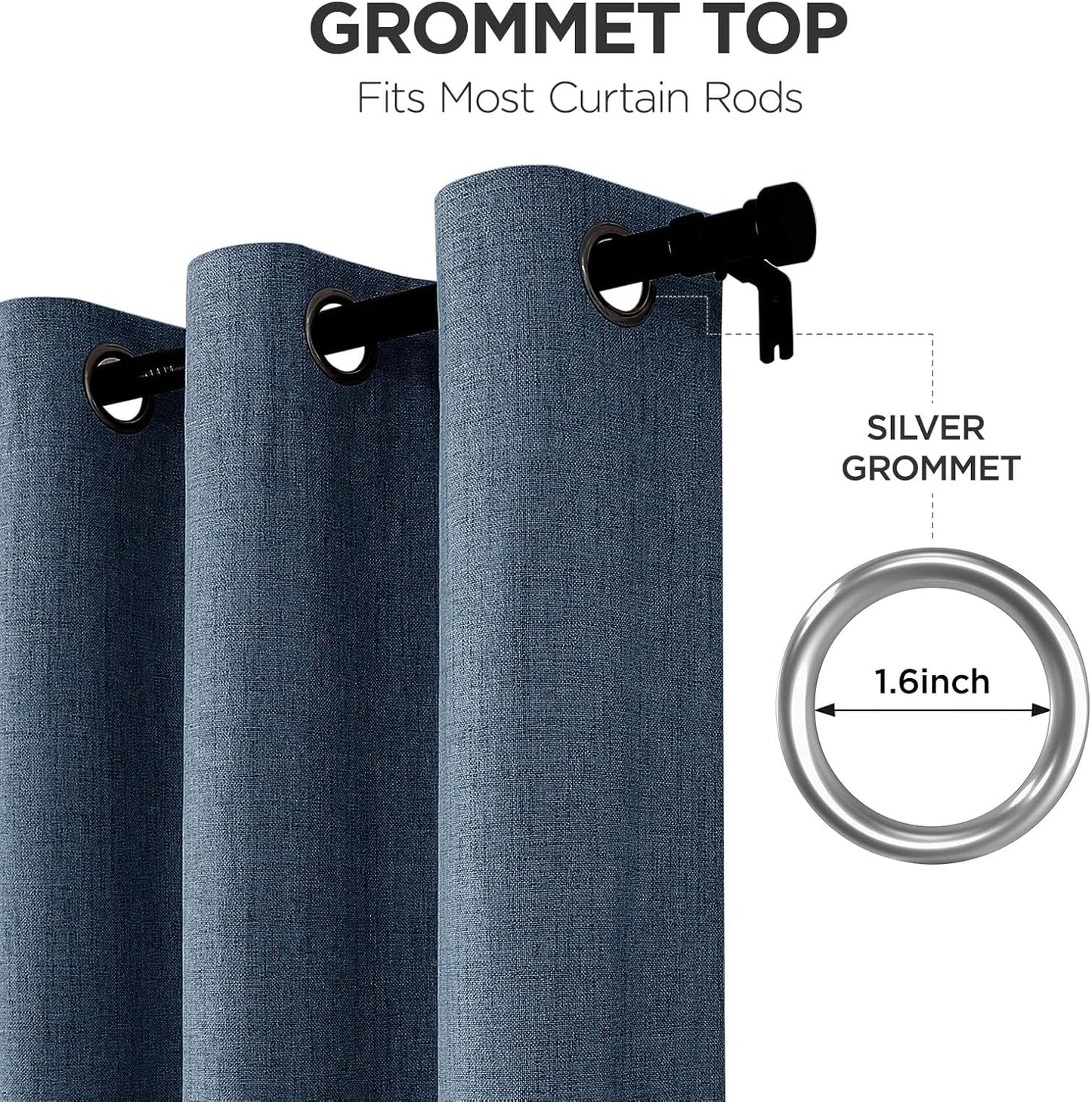 Joydeco Blackout Curtains 72 Inches Long 2 Panels Burg, Room Darkening Curtains for Bedroom, 100% Black Out Textured Thermal Drapes Privacy Protection 2 Panels Set(W52 x L72 Inch, Navy Blue)
