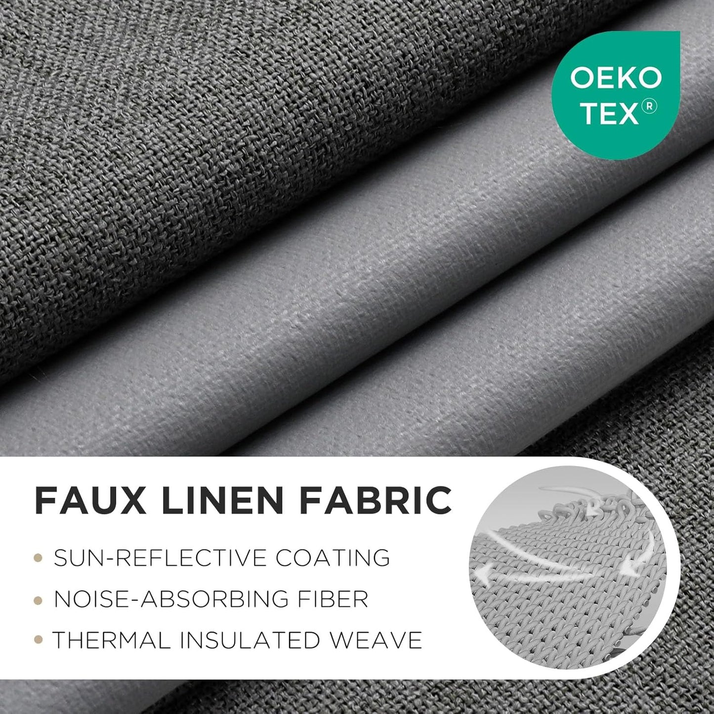 Joydeco Blackout Curtains 72 Inches Long 2 Panels Burg, Room Darkening Curtains for Bedroom, 100% Black Out Textured Thermal Drapes Privacy Protection 2 Panels Set(W52 x L72 Inch, Grey)