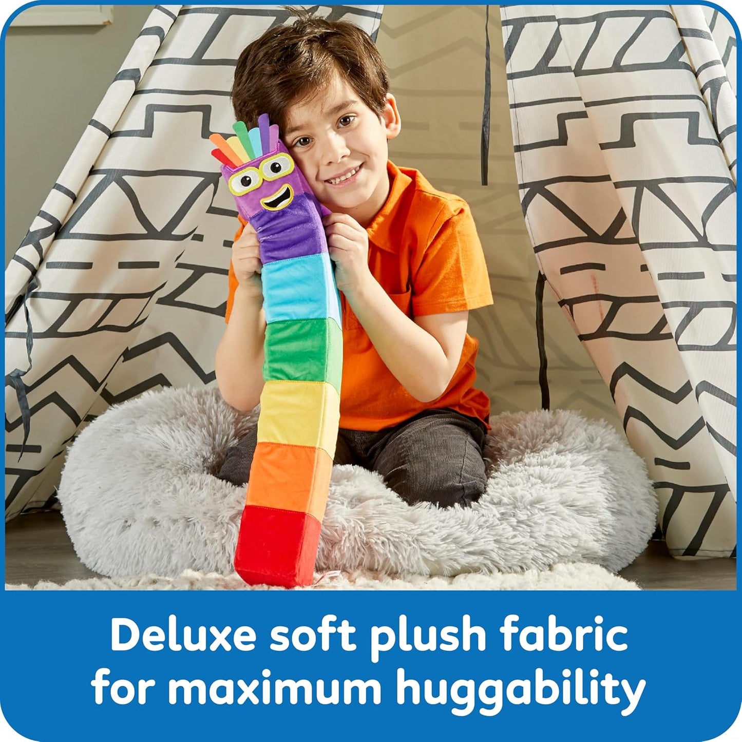hand2mind Numberblock Seven Playful Pal, Plush Figure Toys, Numbers for Toddlers, Preschool Math Learning Toys, Stuffed Animal Plushies, Counting Blocks, Soft Stuffies, Kids Birthday Gifts