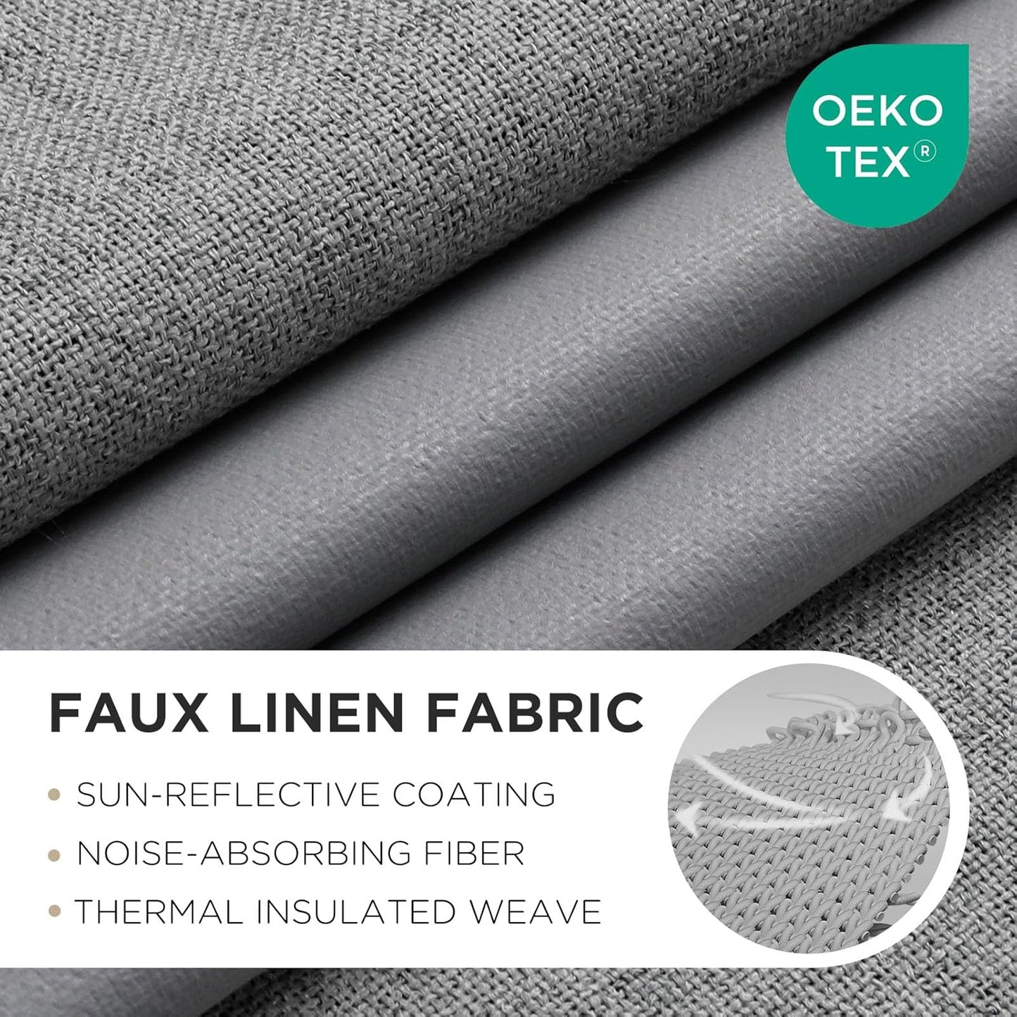 Joydeco Light Grey Blackout Curtains 108 Inches Long, Extra Long Curtains 108 Inch Length 1 Panel for Bedroom, Thermal Insulated Linen Black Out Curtains with Grommets(100x108, Light Grey)