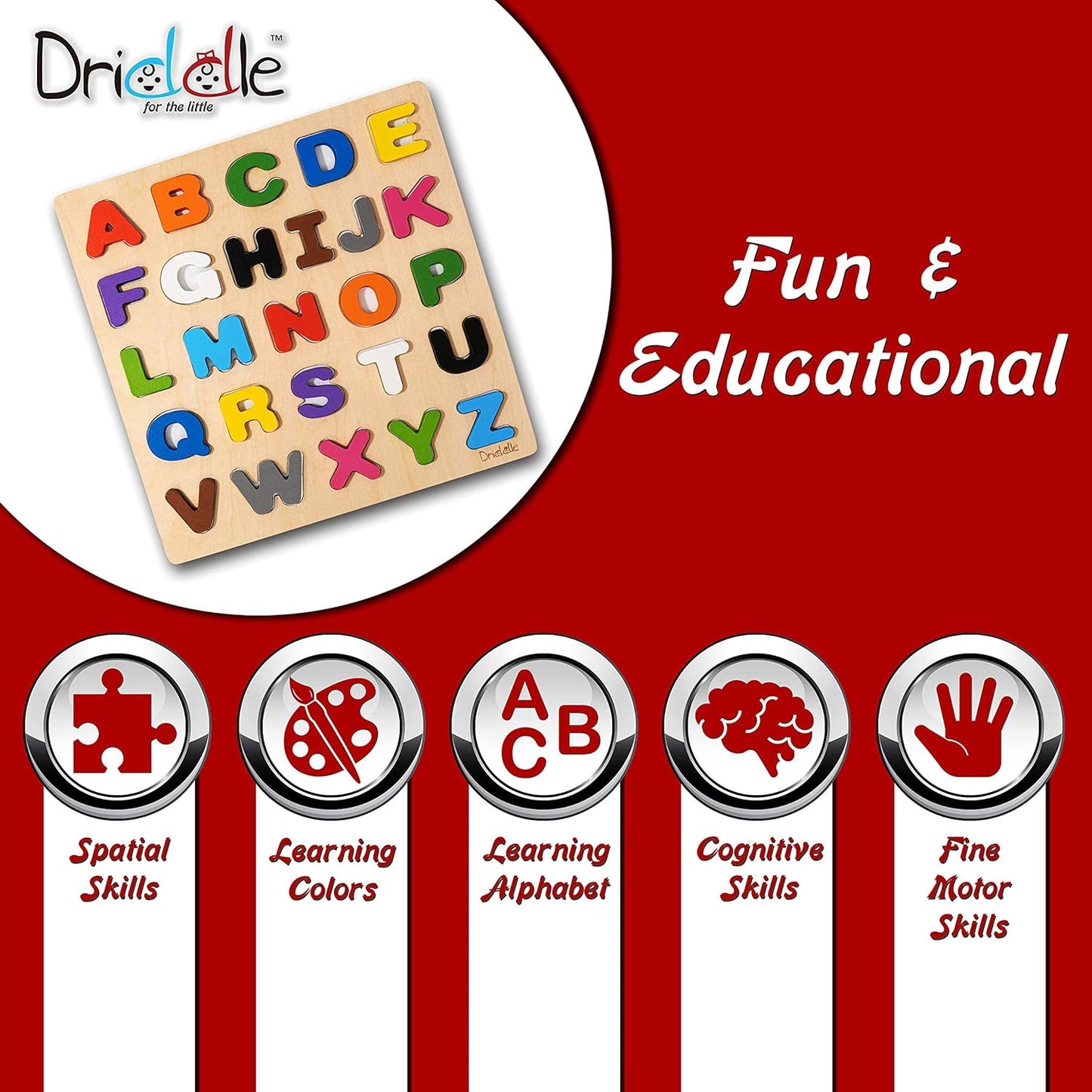 Magnetic Wooden Educational ABC Puzzle - Learn Alphabet & Color Recognition Toy – Toddler Preschool Game – Kids Montessori Education…