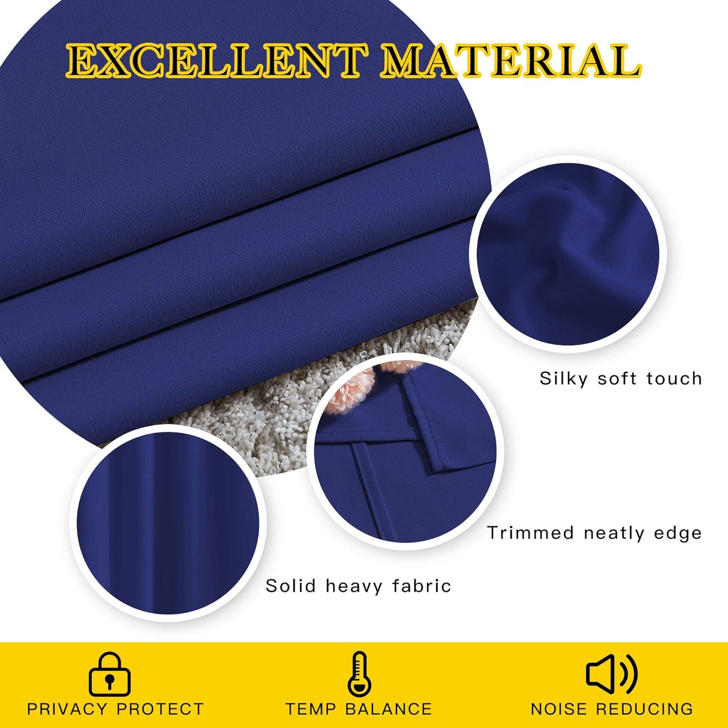 NICETOWN Navy Blue Blackout Bedroom Curtains 96 inches Long, Grommet Thermal Insulated Room Darkening Window Treatments Sound Reducing for Living Room, W46 x L96, 2 Panels