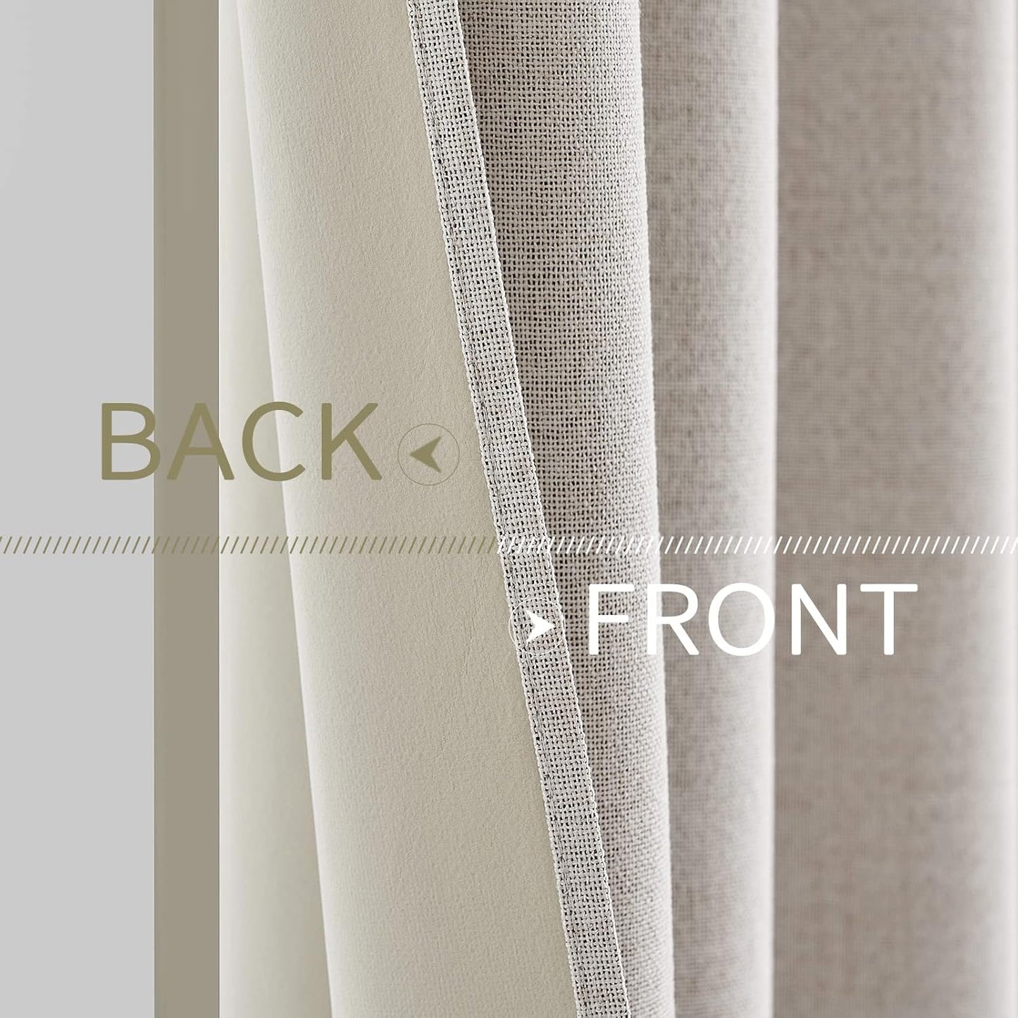 MIULEE 100% Blackout Linen Textured Curtains for Bedroom Solid Thermal Insulated Ivory Grommet Room Darkening Curtains & Drapes Luxury Decor for Living Room Nursery 52 x 90 Inch (2 Panels)