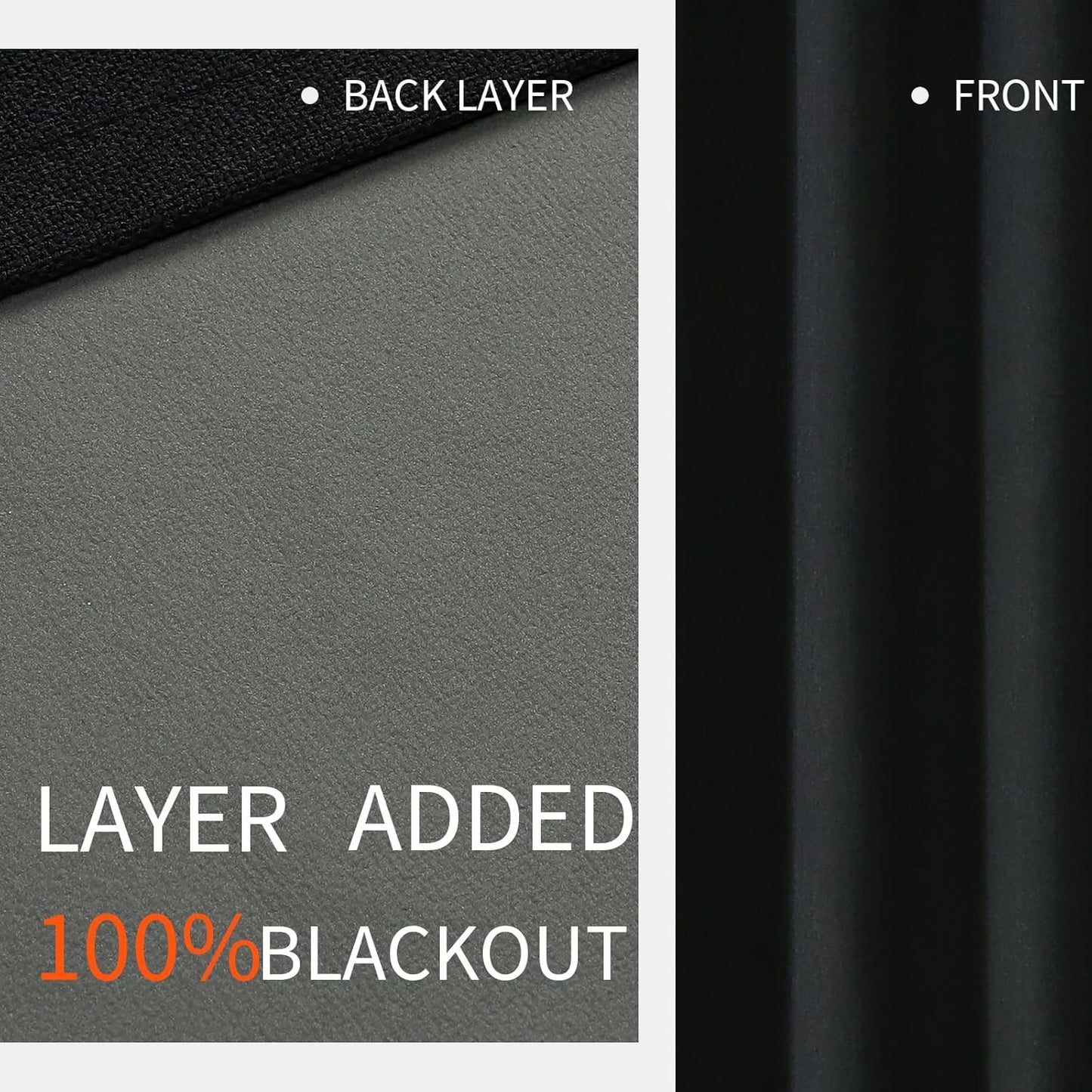 Joydeco Blackout Curtains 96 Inches Long 2 Panels Burg, Room Darkening Curtains for Bedroom, 100% Black Out Textured Thermal Drapes Privacy Protection 2 Panels Set(W52 x L96 Inch, Black)