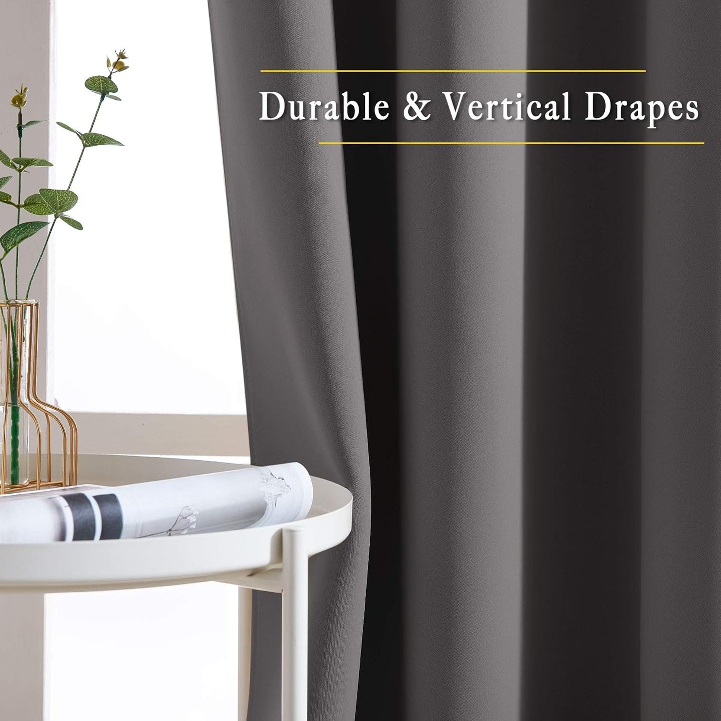 NICETOWN Blackout Window Curtains 72" L - Grommet Top Room Darkening Thermal Insulated Vertical Window Drapes Modern for Flat/Apartment (2 Panels, 46 x 72 Inch, Grey)