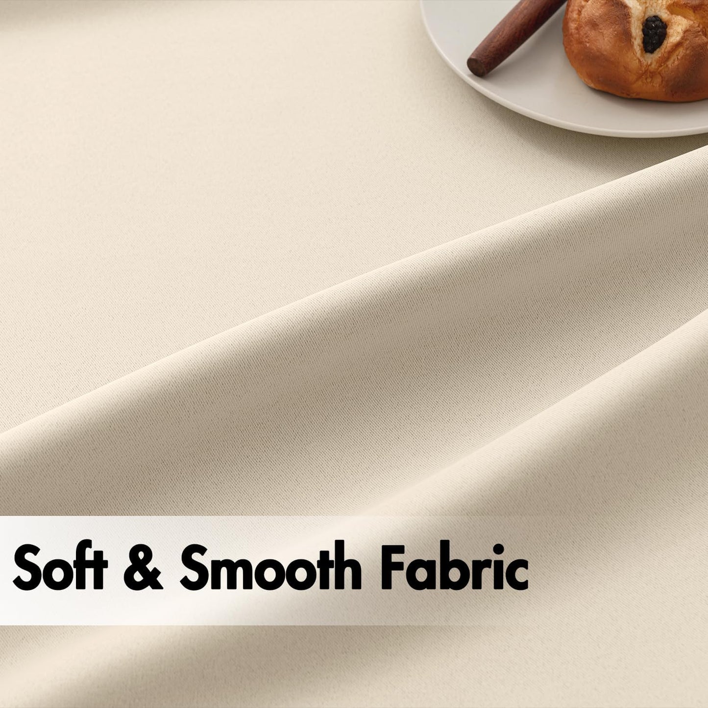 ANRODUO Back Tab Blackout Curtains for Bedroom Living Room, Rod Pocket Pinch Pleated Thermal Insulated Room Darkening Curtains 96 Inches Long 2 Panels, Cream Beige, 42 x 96 Inch