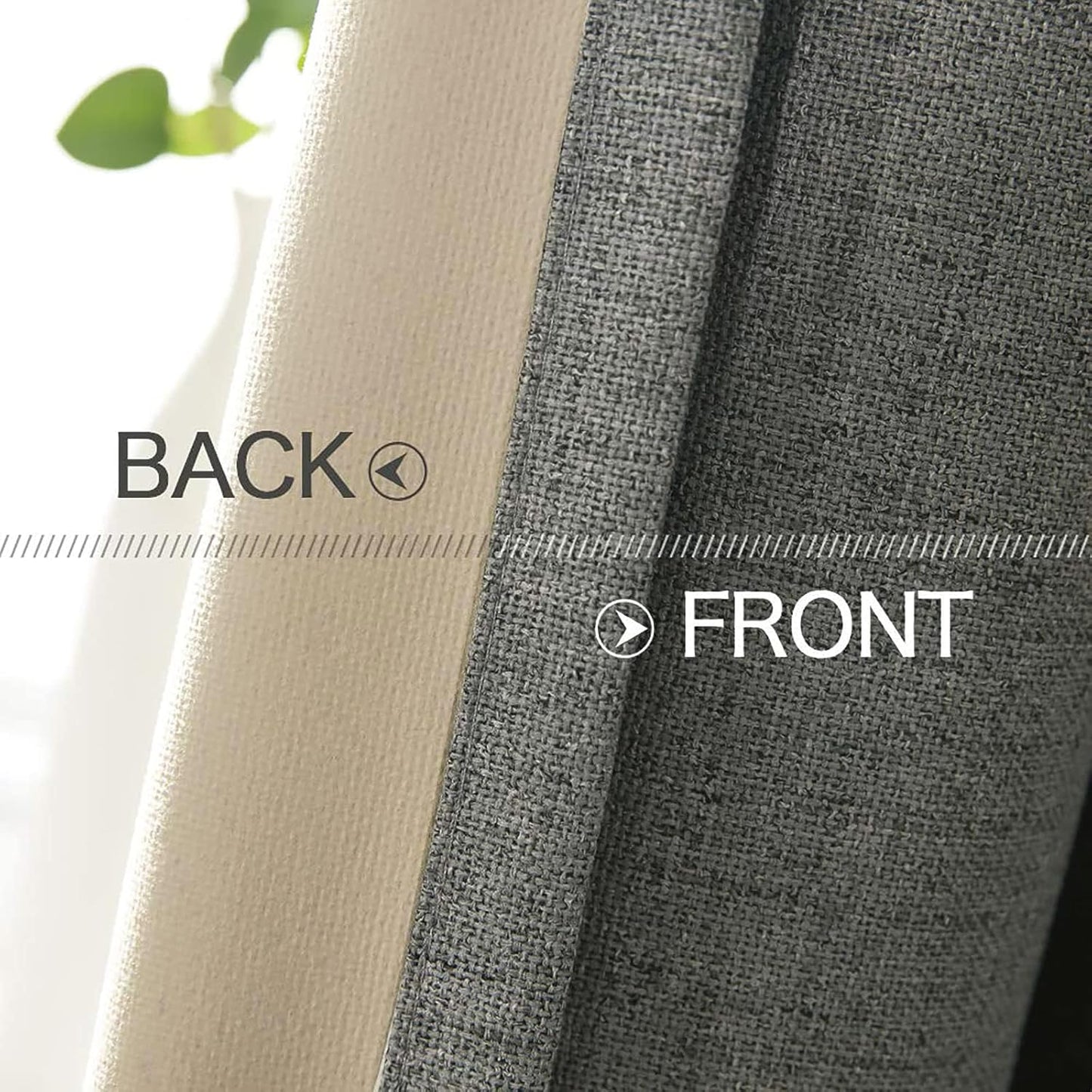 MIULEE Linen Texture Curtains, 2 Pack Dark Grey 52x108 Inch, Blackout, Room Darkening, Grommet, Classic Style, Faux Linen, All Season, Bedroom, Living Room, Nursery