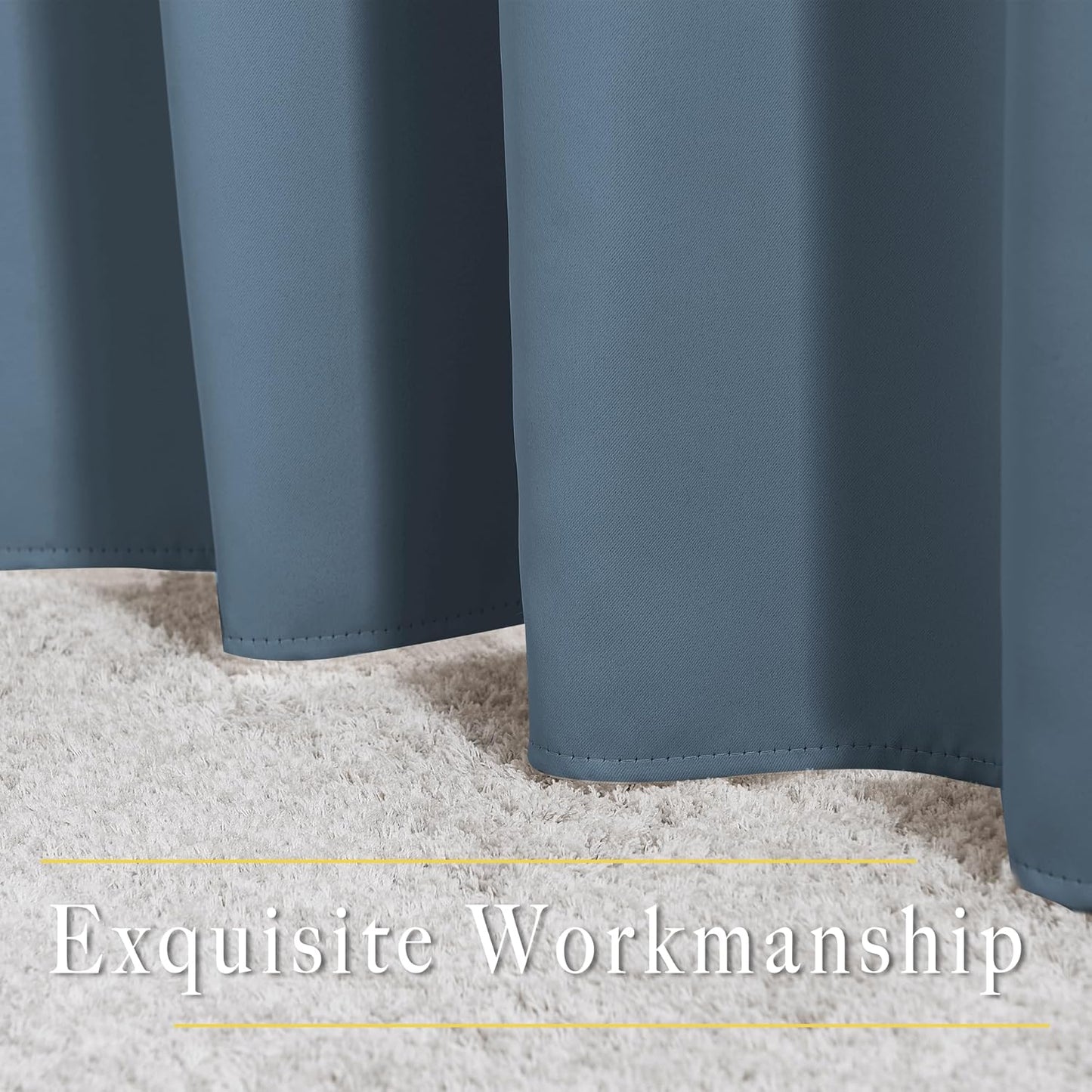 NICETOWN Window Curtains Blackout Drapes - Smoky Blue Energy Saving Blackout Draperies for Bedroom/Living Room (2 Panels, 52 inches Wide by 45 inches Long)