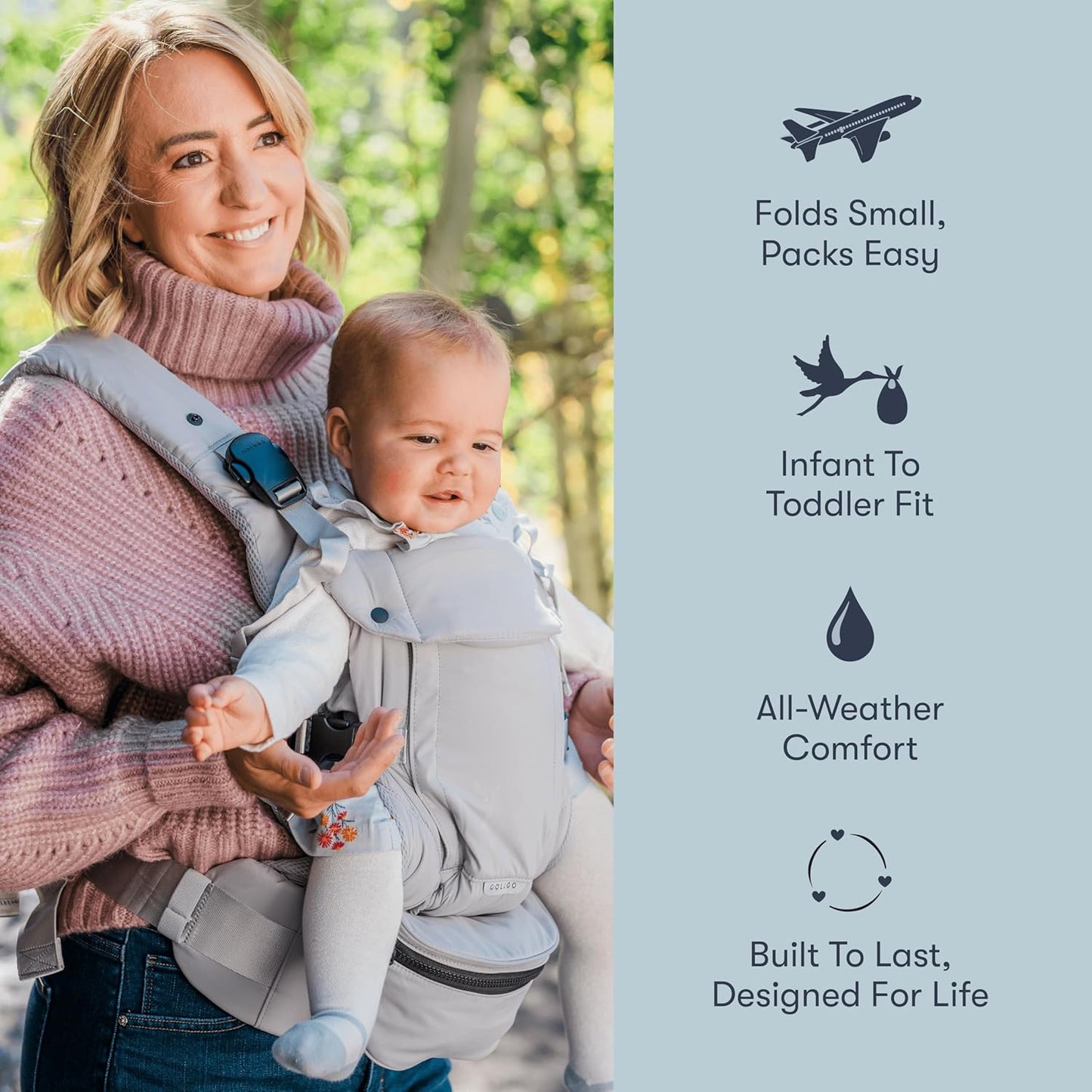 Colugo Baby Carrier - Baby Carrier Newborn to Toddler, Toddler Carrier, Adjustable, Lightweight, Breathable Carrier for Newborn to 33 Pounds (Black)