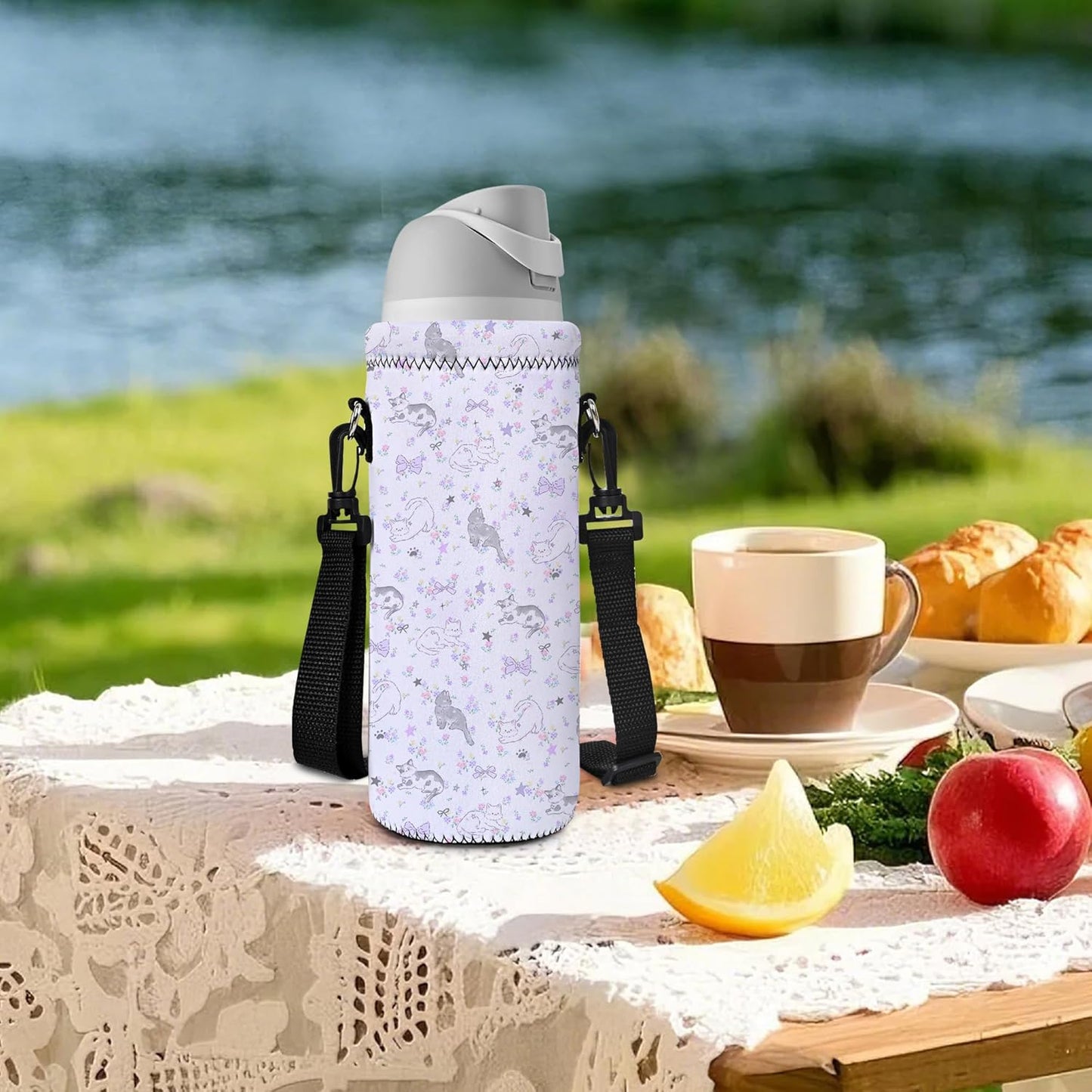 AUPET Water Bottle Sling Bag Carrier Crossbody Sleeve,Insulated Neoprene Bottle Case Holder Pouch Cover 500ML/17oz with Shoulder Strap for Walking Women Men