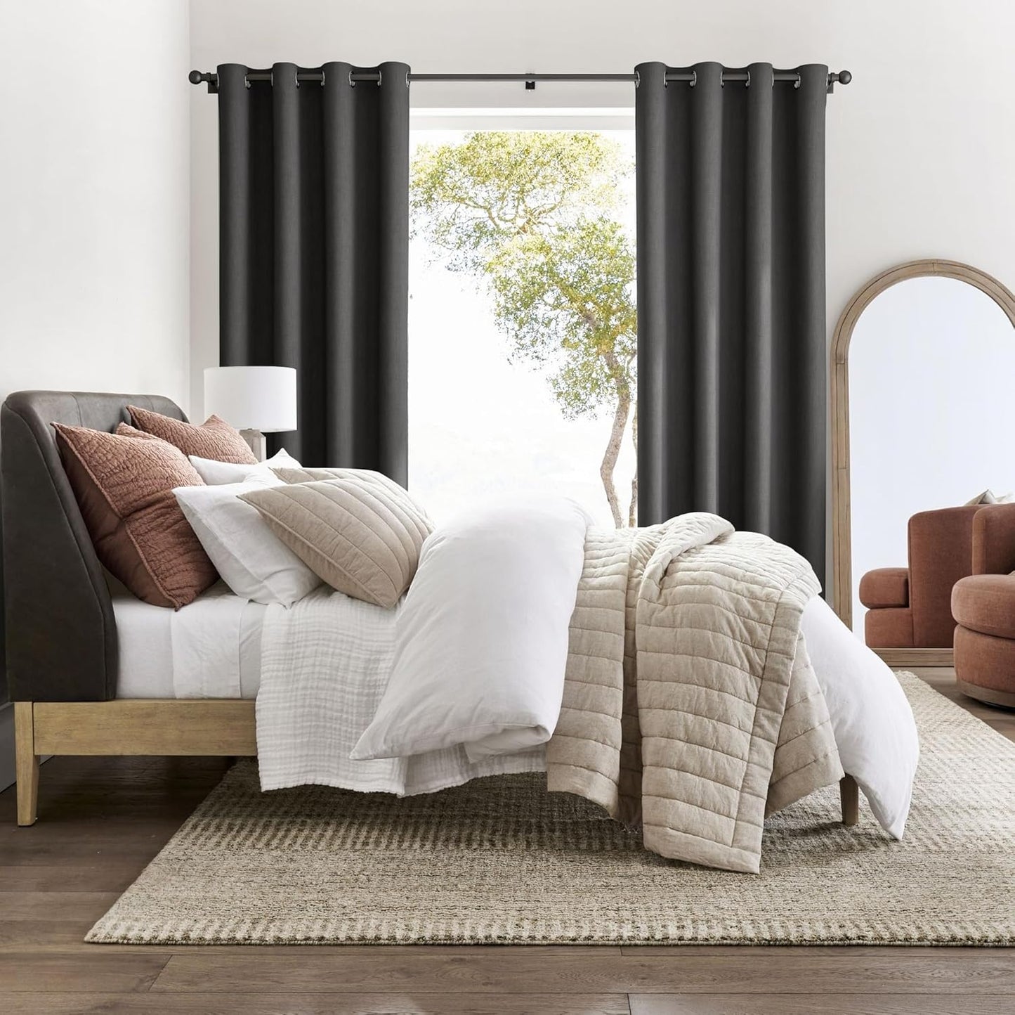 NICETOWN Grey Light Blocking Curtains 84 Inches Long 2 Panels for Living Room, Bedroom, Office Thermal Insulated Blackout Drapes Solid Grommet Noise Reducing Window Curtains, W40