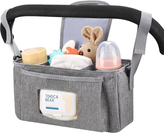 Accmor Universal Stroller Organizer with Insulated Cup Holder and Shoulder Strap, Stroller Bag Caddy Organizer Stroller Accessories for Uppababy, Baby Jogger, Nuna, Doona, Britax Strollers
