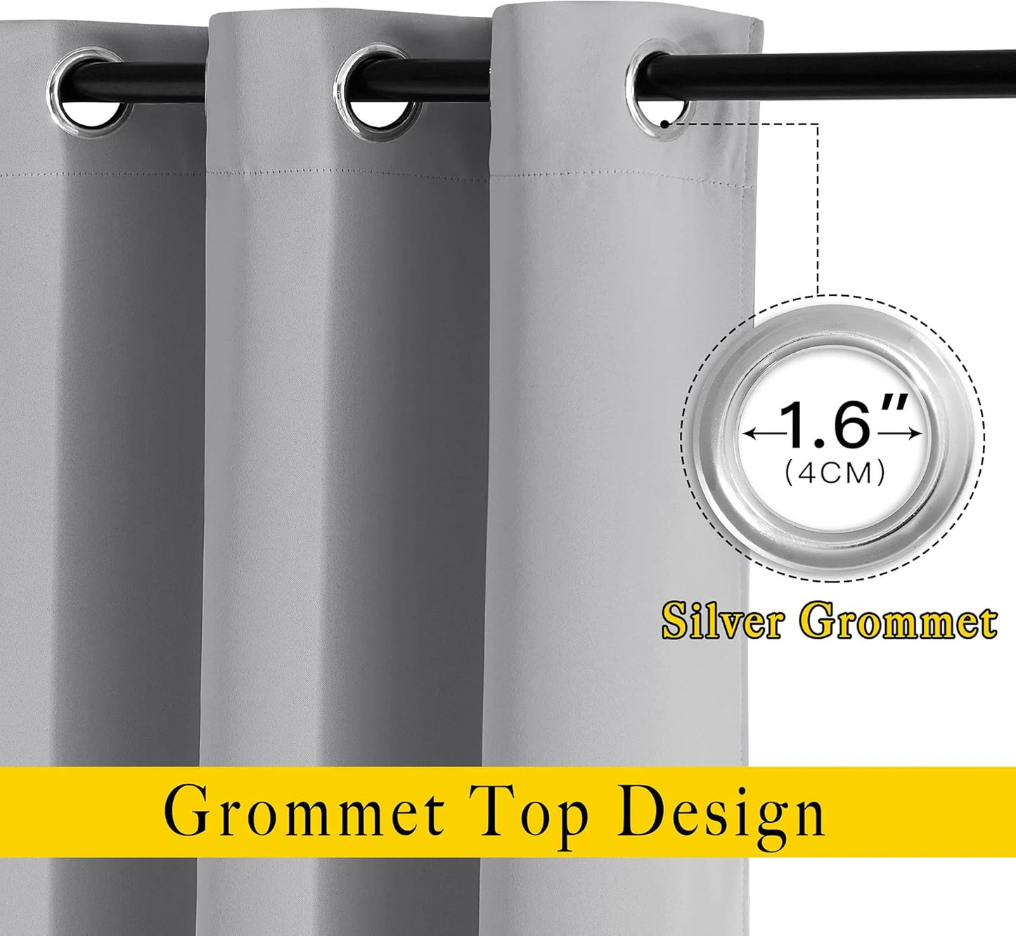 NICETOWN Light Reducing Grommet Curtains - Triple Woven Textured Soft Curtain Panels for Living Room Window Treatment Drapes for Sliding Door (W80 x L108, Silver Grey, 2 Pieces)