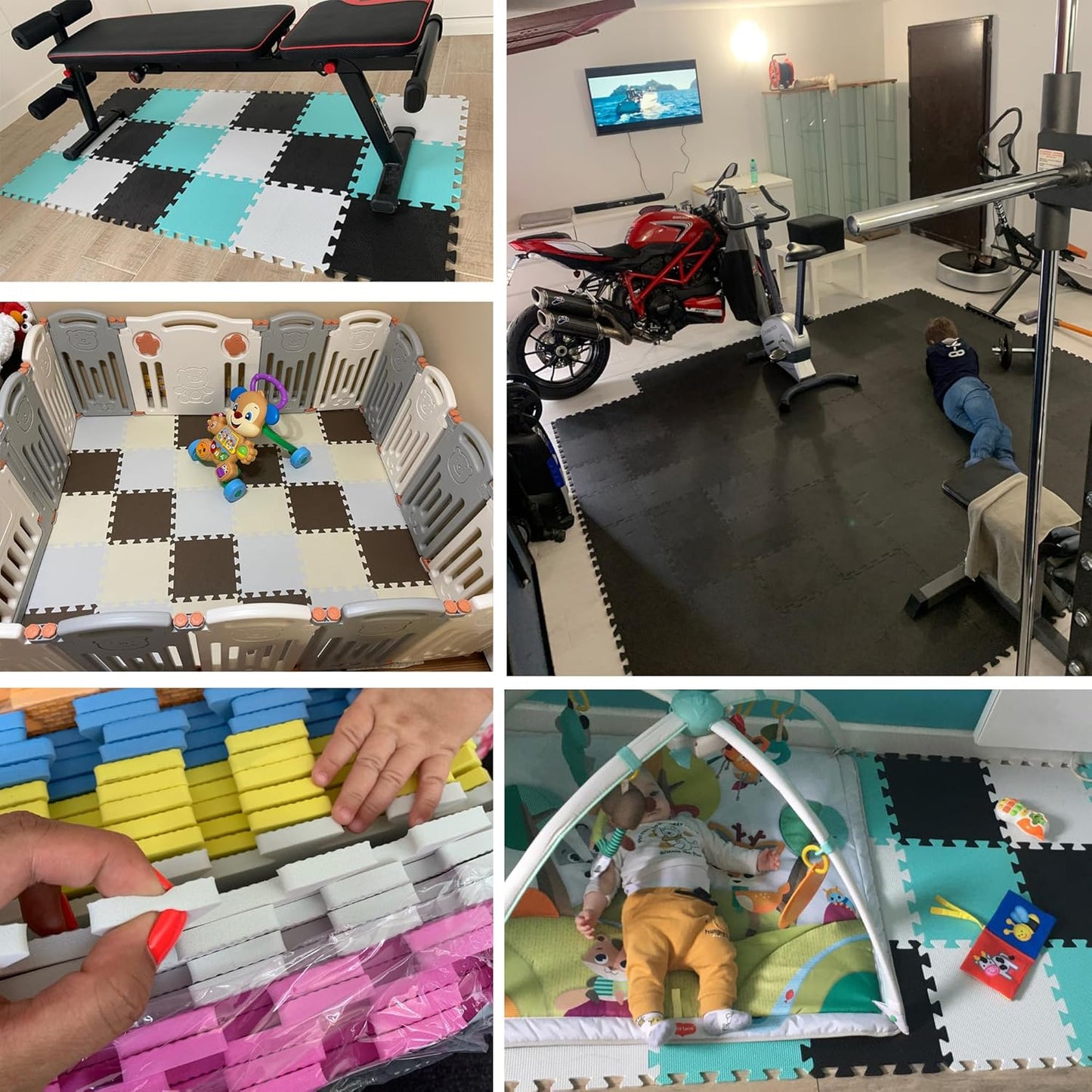 MQIAOHAM® 25 Pieces Puzzle Play Mats, Soft Baby Play Mat, Kids Interlocking Foam Floor Tiles, Toddlers Carpet Playmats G301025-101103109