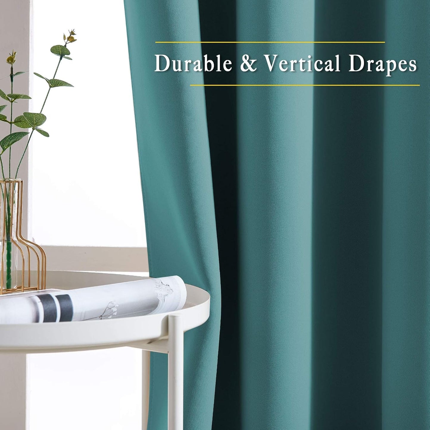 NICETOWN Room Darkening Curtain Panels - Home Fashion Ring Top Thermal Insulated Room Darkening Curtains for Bedroom/Living Room (2 Panels, 80" Wide by 95" Long, Sea Teal)
