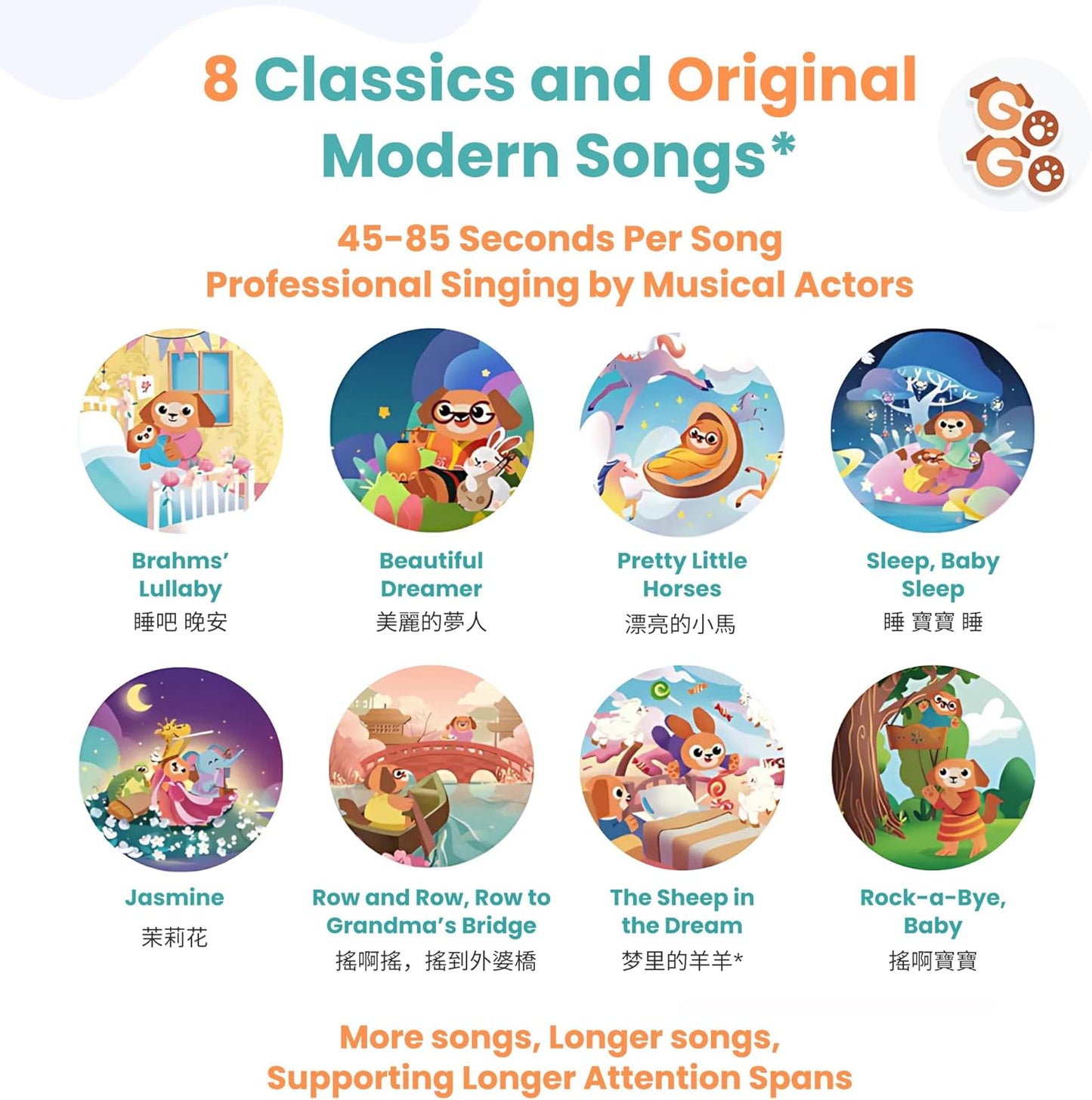 GO GO Learning Chinese is Fun Vol 3: 8 Bedtime Songs for Toddlers, Baby Sound Book, Chinese Learning Toys, Learn Chinese for Kids, Baby Book with Sounds, Singing Book, Interactive Books for 2 year old