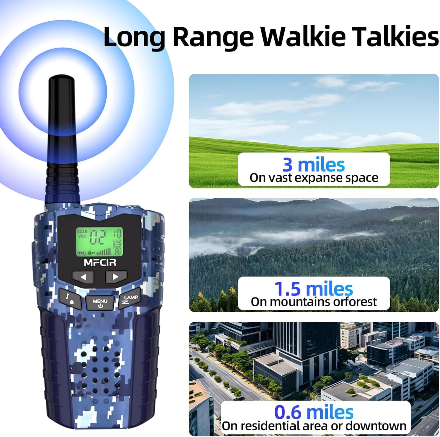 Walkie Talkies for Kids Toys for Boys, Rechargeable, 2 Pack, 3 Miles Range, 22 Channels, 2 Way Radio,Birthday Gifts for3-12 Year Old,Christmas Girls